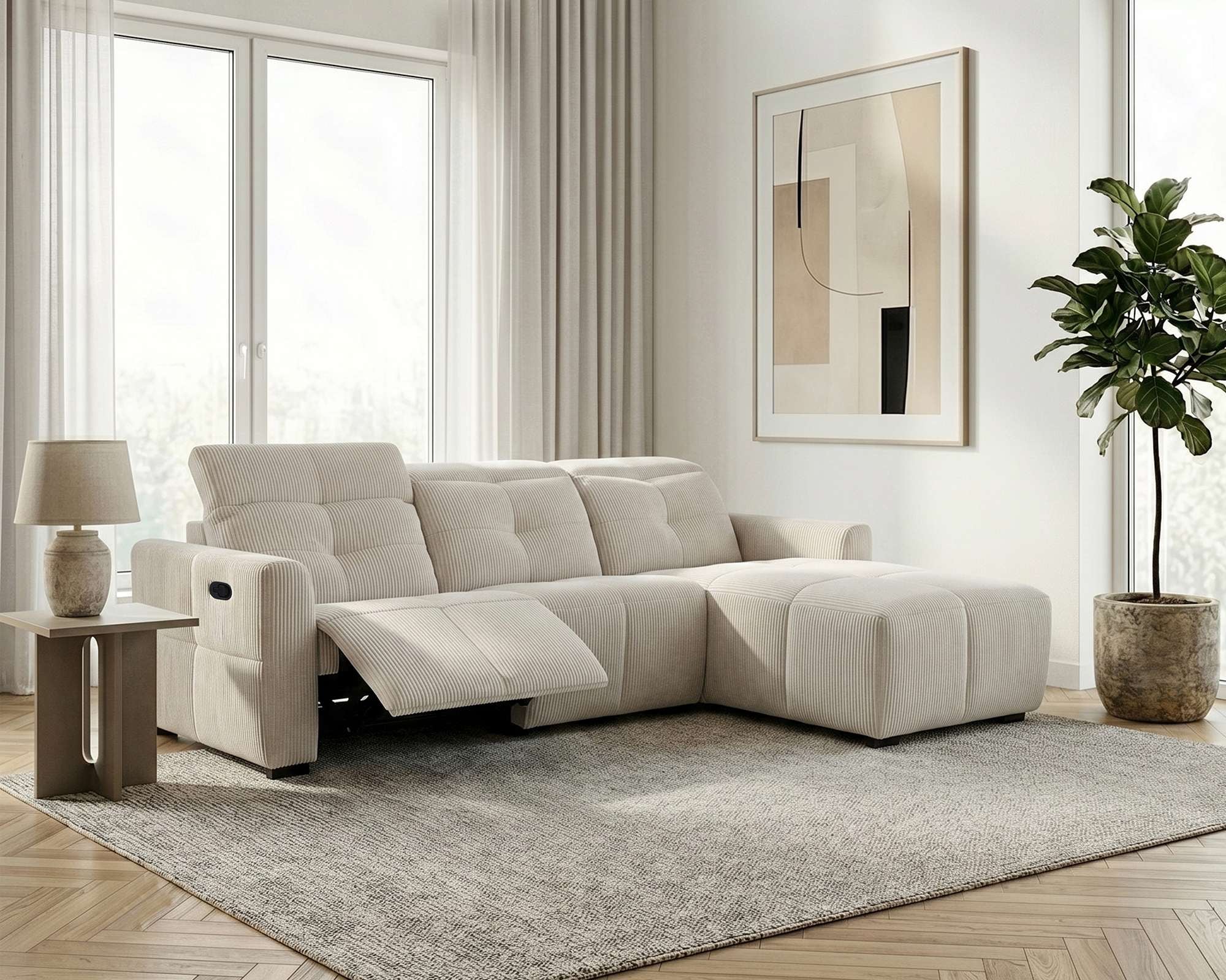OTTO home Ecksofa »CAARLA Cord, L-Form, 261 cm, man. oder elektr. Relaxfunktion (USB-A/C)« mit USB-A und USB-C bei elektrischer Ausführung, Kopfteilverstellung