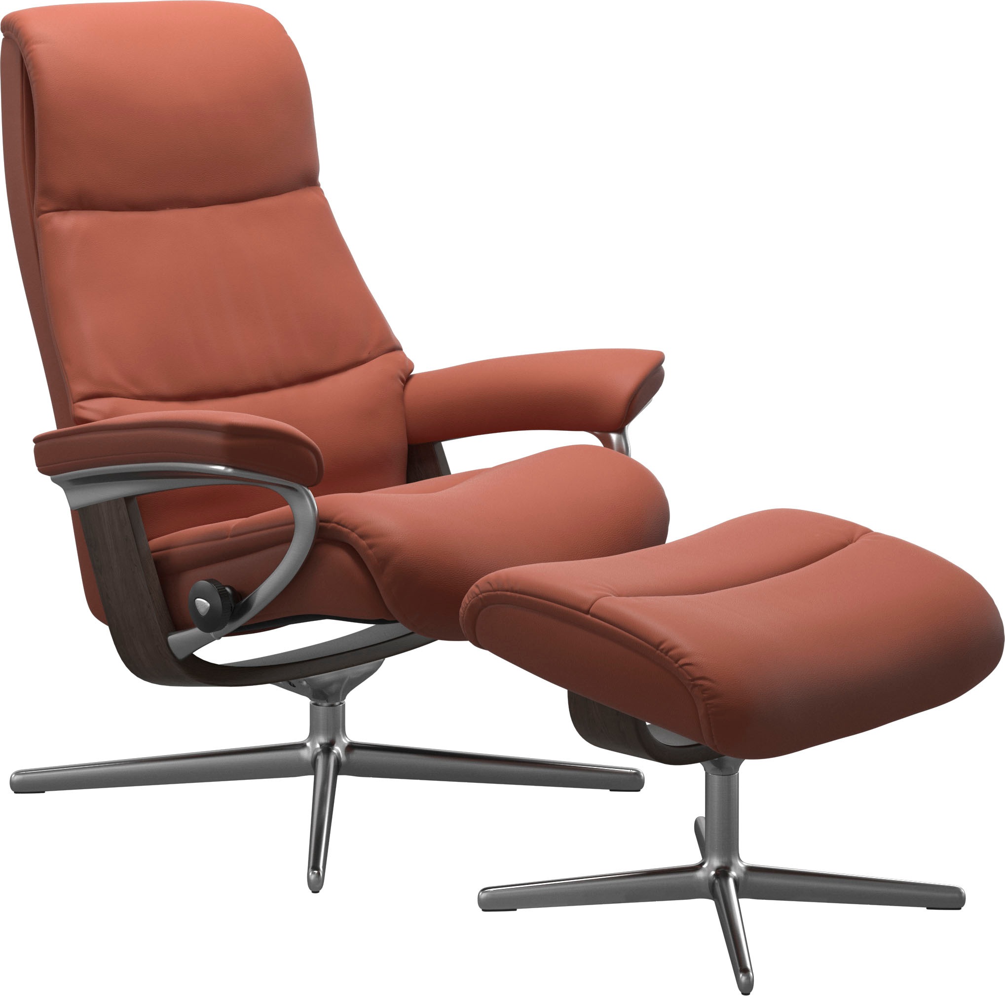 Stressless® Relaxsessel »View« Set, Relaxsessel mit Hocker,  mit Hocker, mit Cross Base, Größe S, M & L, Holzakzent Wenge
