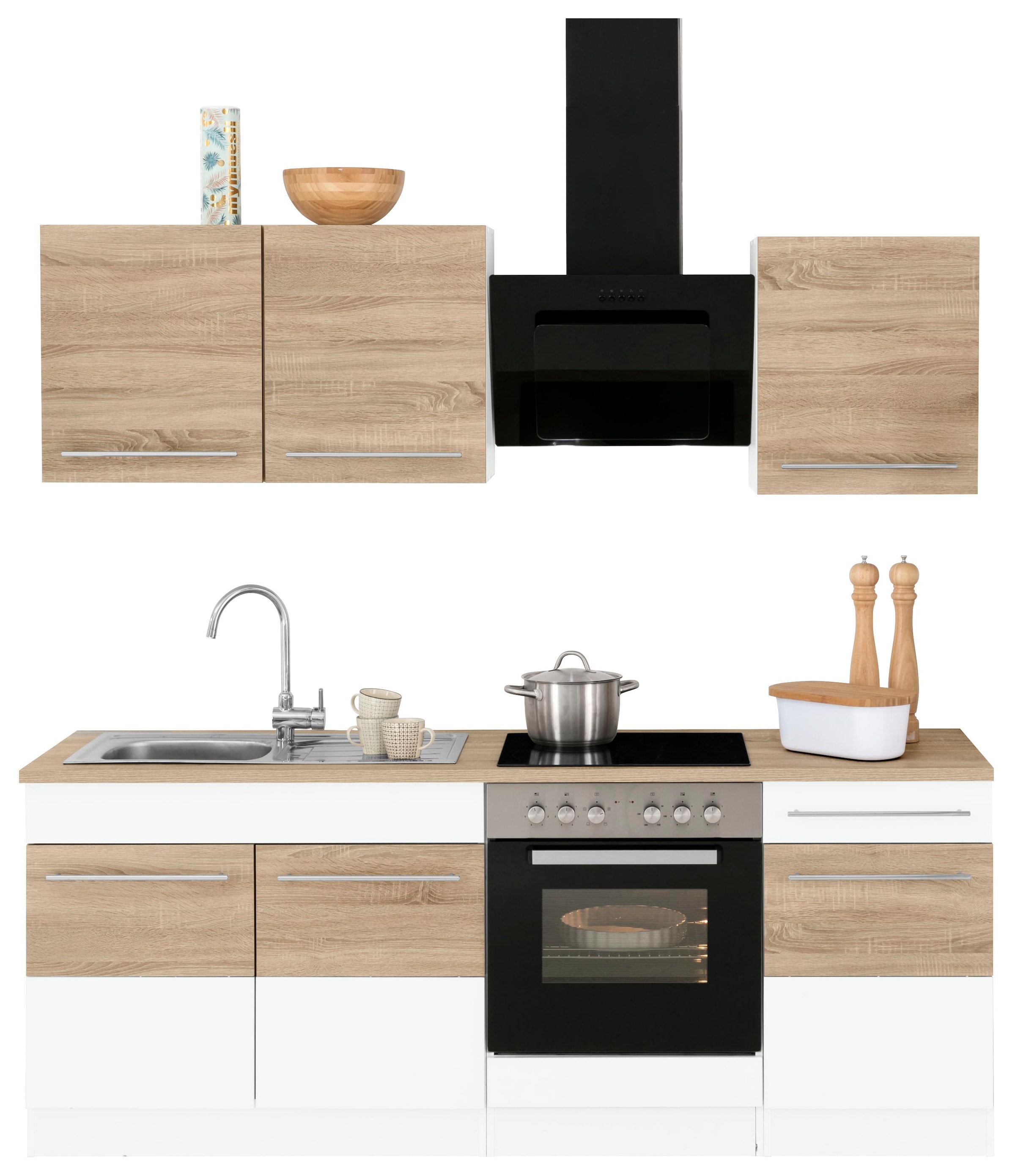 KOCHSTATION Küchenzeile »KS-Trient« Breite 210 cm, wahlweise mit E-Geräten, mit Arbeitsplatte