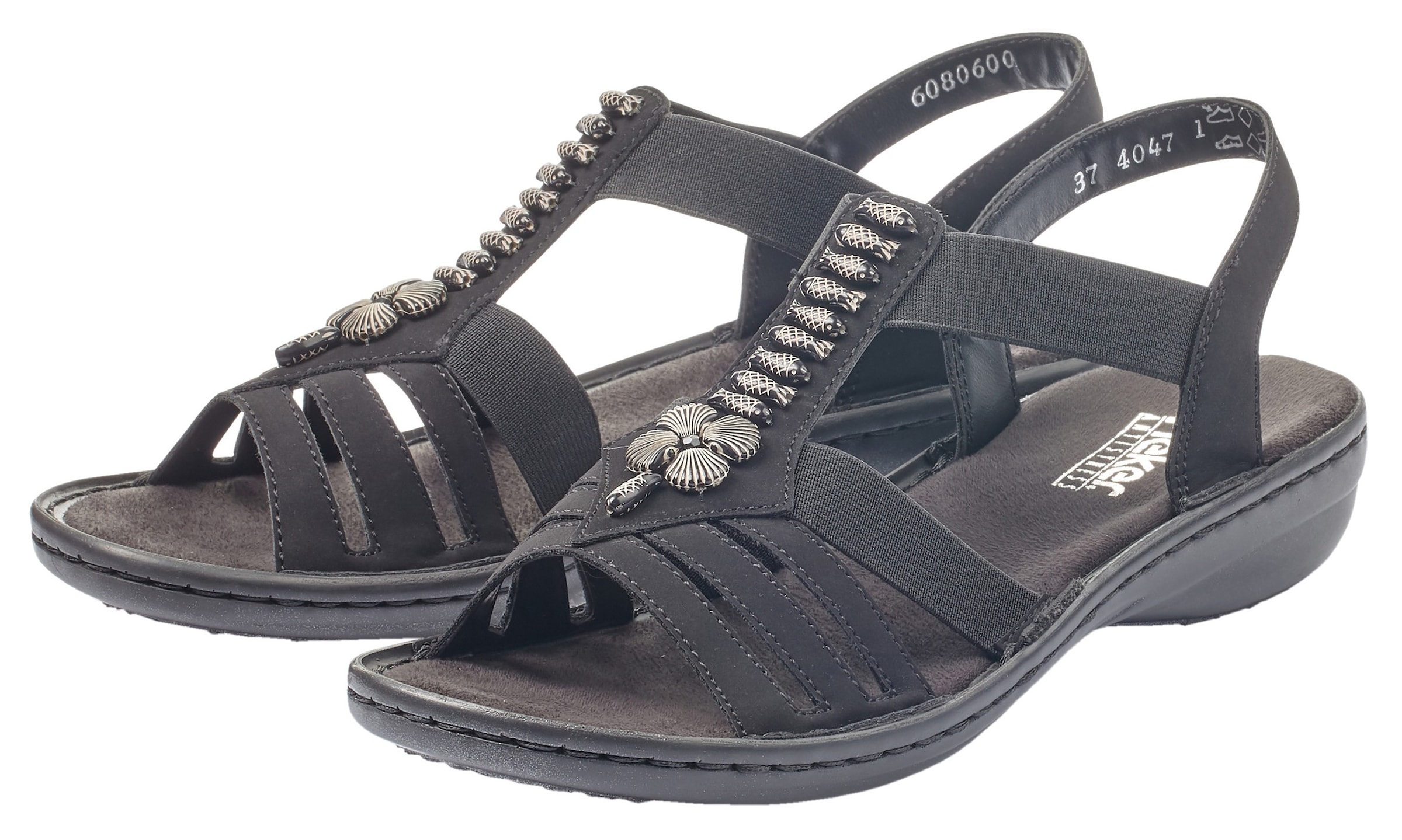 Rieker Riemchensandale, Sommerschuh, Sandalette, Keilabsatz, mit schöner Verzierung