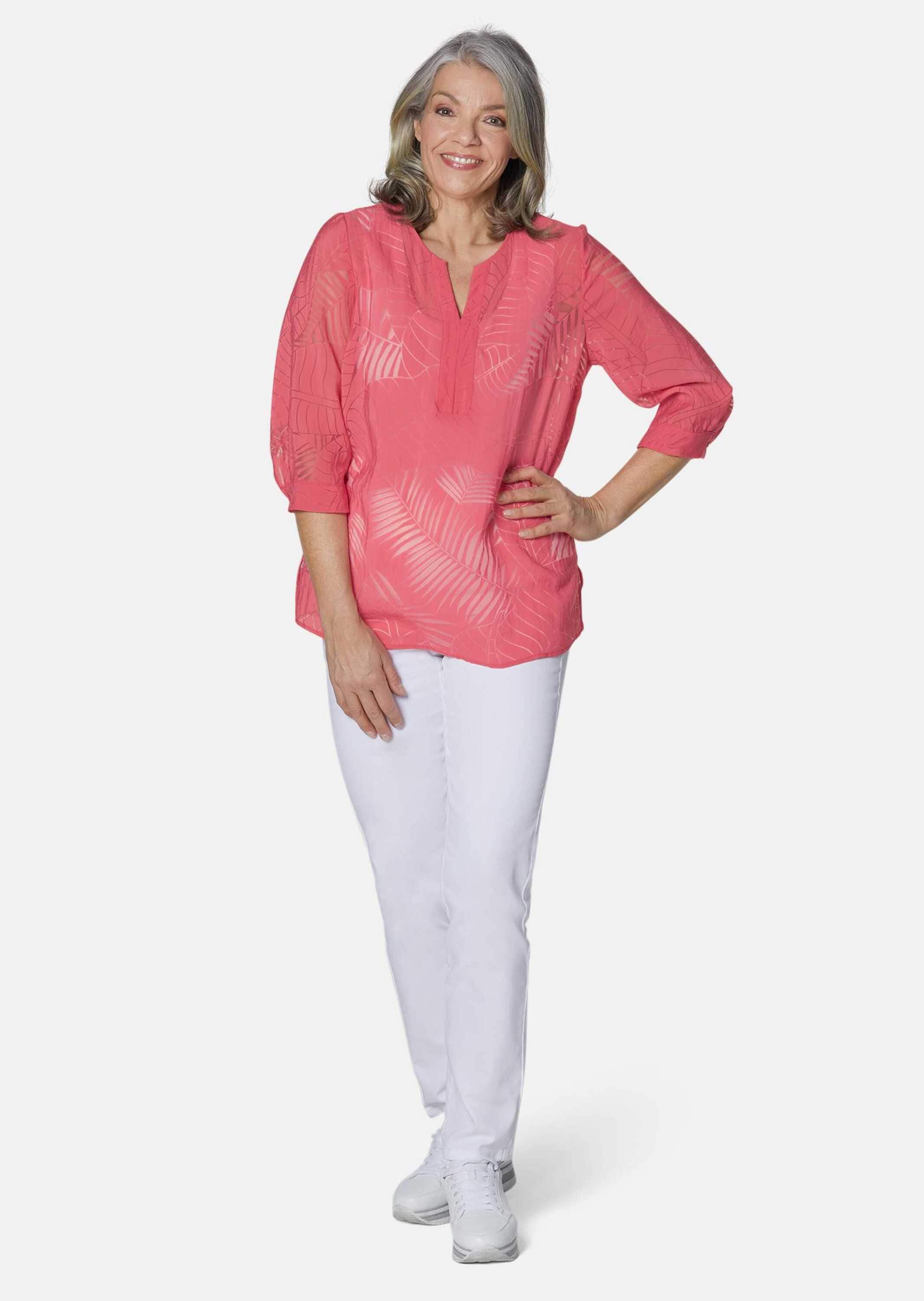 GOLDNER Kurzarmbluse »Kurzgröße Leger geschnittene Ausbrennerbluse« keine/nicht relevant