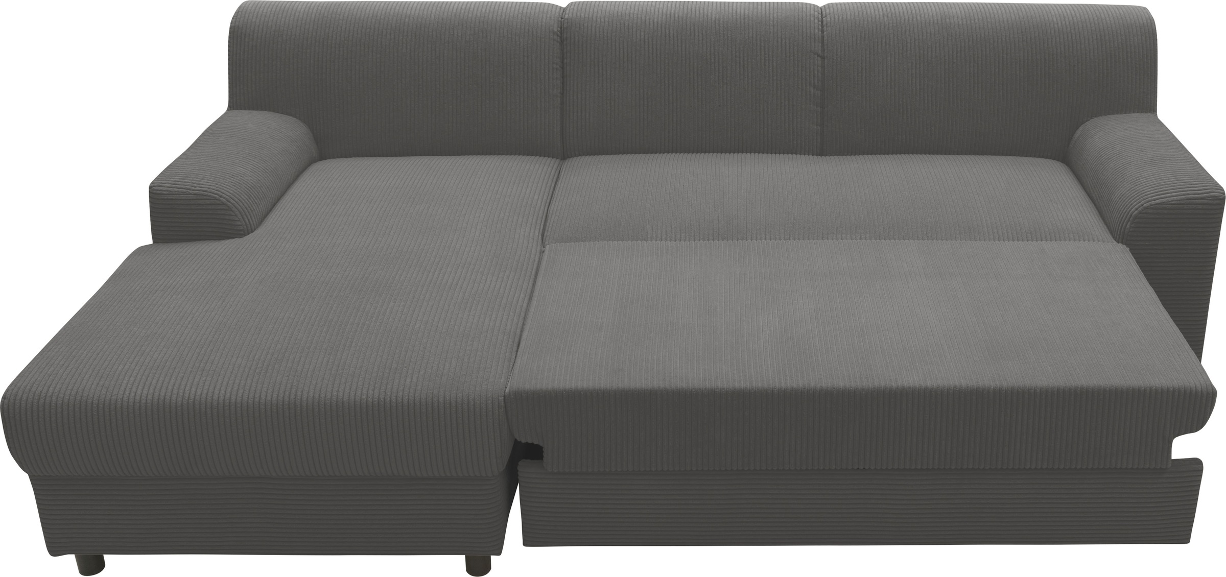 DOMO collection Ecksofa »Turah 2, L-Form, in Cord u. wasserabweisender Microfaser, Federkern«, B/T/H: 241/146/79 cm, incl. Zierkissen, wahlweise mit Bettfunktion