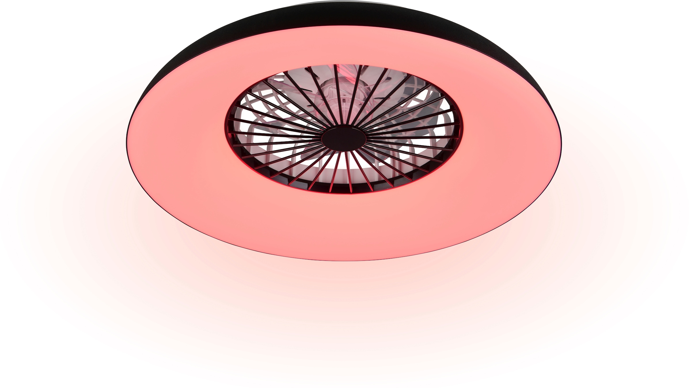 REALITY Leuchten LED Deckenleuchte »SVAERHOLT mit Ventilator, großer Deckenventilator Ø 60cm mit RGB Licht« LED-Board 1 Stk. RGB | warmweiß - kaltweiß 5-Stufen Ventilator Fernbedienung RGB Farbwechsel 4500 Lumen CCT