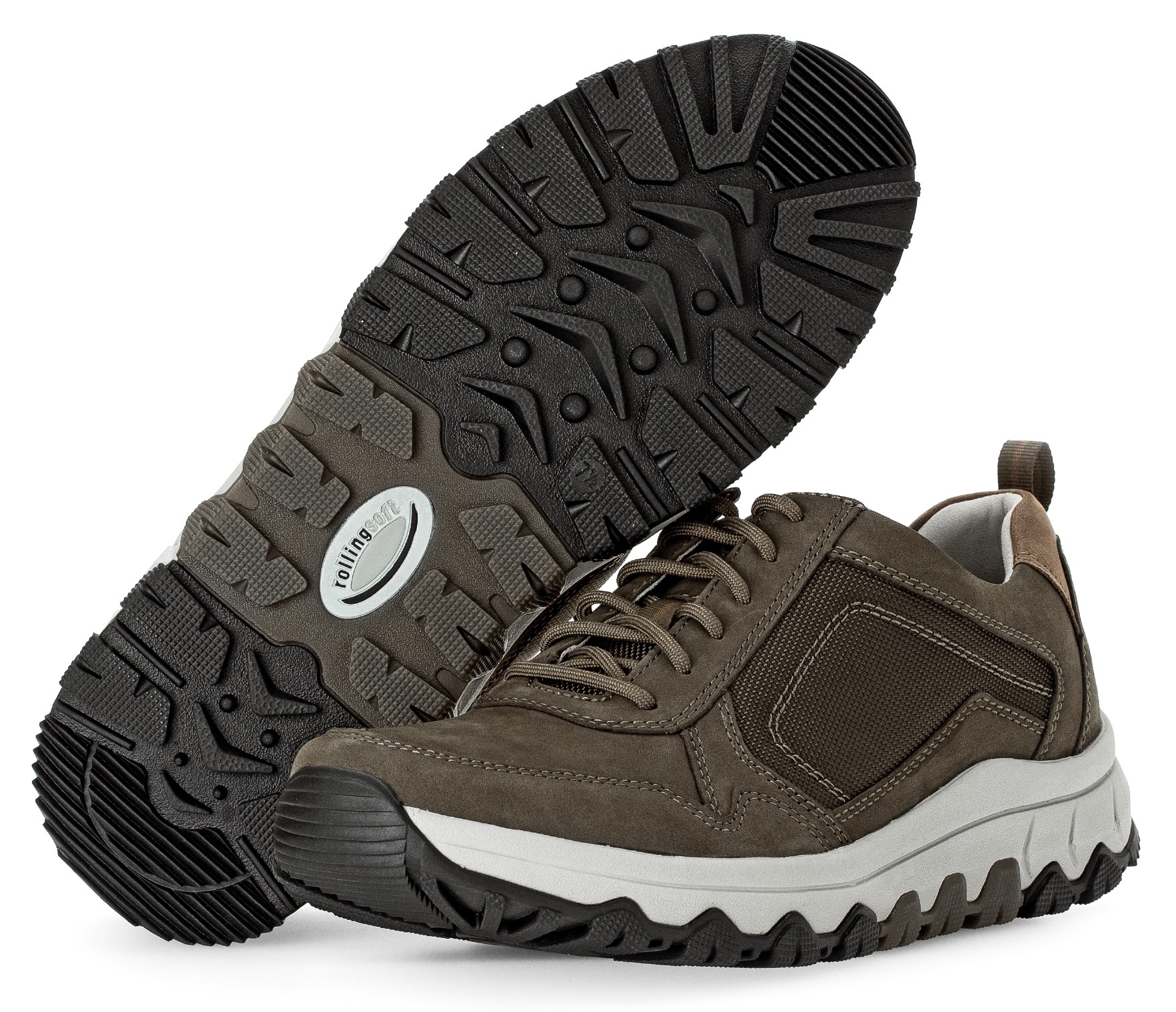 Gabor Rollingsoft Keilsneaker, Freizeitschuh, Halbschuh, Schnürer mit Kontrastnähten, G-Weite