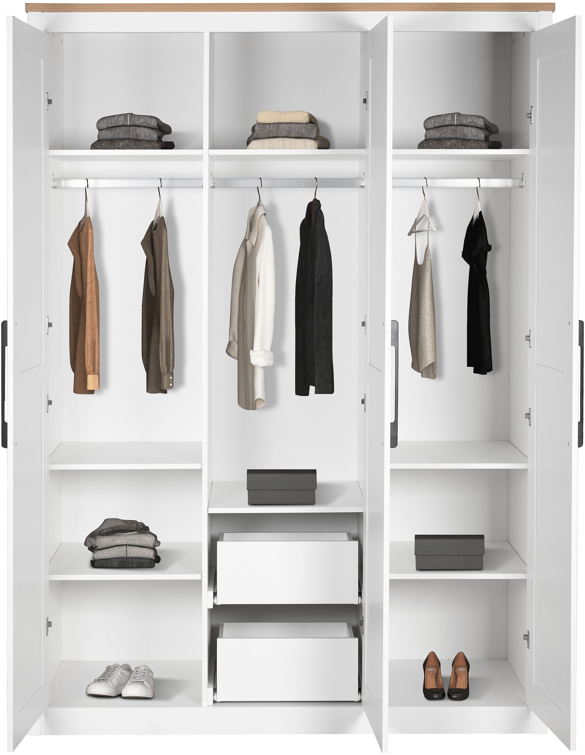 OTTO home Kleiderschrank »Büsum Schlafzimmer Schrank« stabile robuste Bauweise mit optimaler Aufteilung,  Schlafzimmerschrank Landhaus Design Garderobe Schrank Bestseller