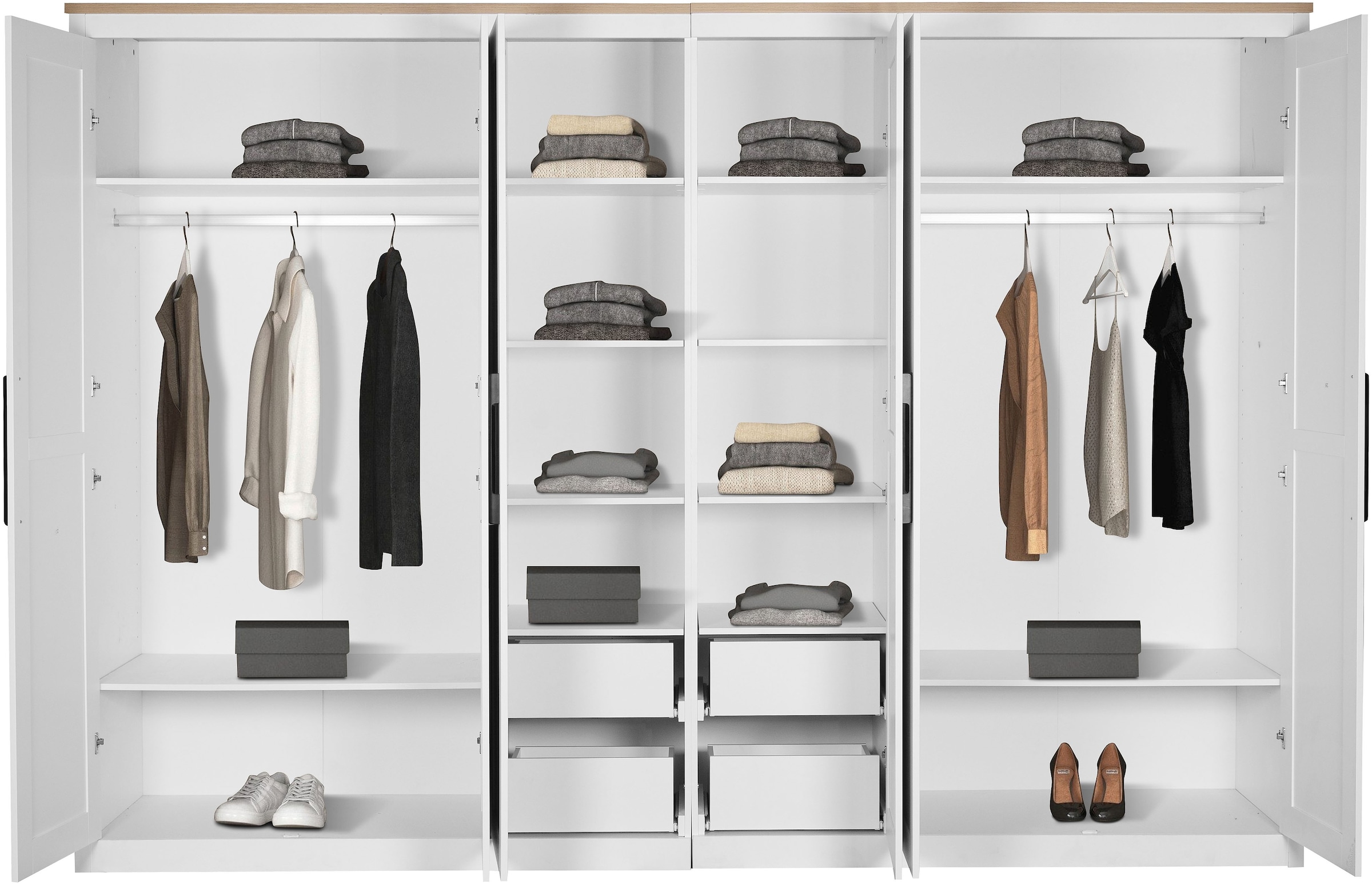 OTTO home Kleiderschrank »Büsum Schlafzimmer Schrank mit 6 Türen« stabile robuste Bauweise mit optimaler Aufteilung  - Breite 3m,  Schlafzimmerschrank Landhaus Design Garderobe Schrank Bestseller