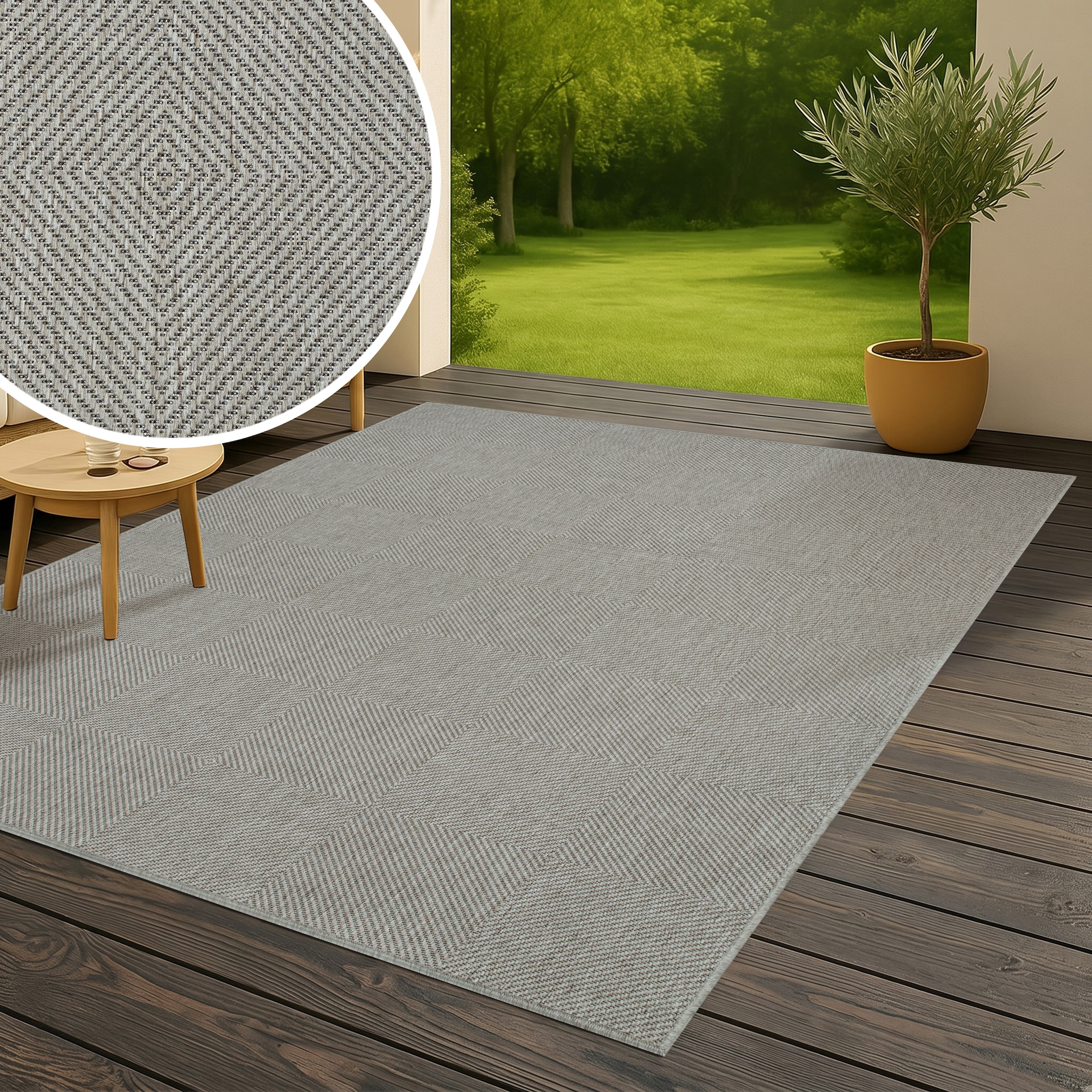 OTTO home Teppich »Anna, auch als Läufer erhältlich« rechteckig 3 mm Höhe In- und Outdoor geeignet, Sisal-Optik, Wetterfest & UV-beständig