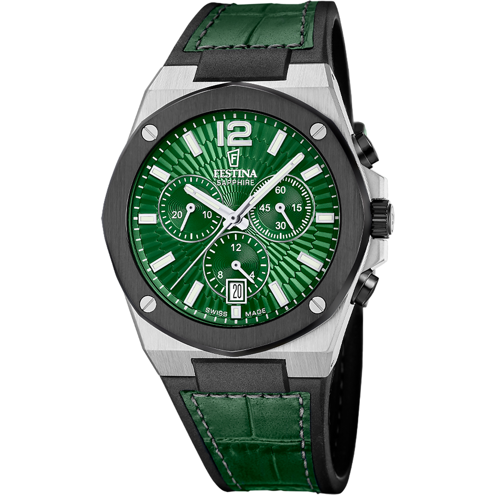 Festina Chronograph »Vallee« Quarzuhr, Armbanduhr, Herrenuhr, Swiss Made, Lederarmband, analog, Tag