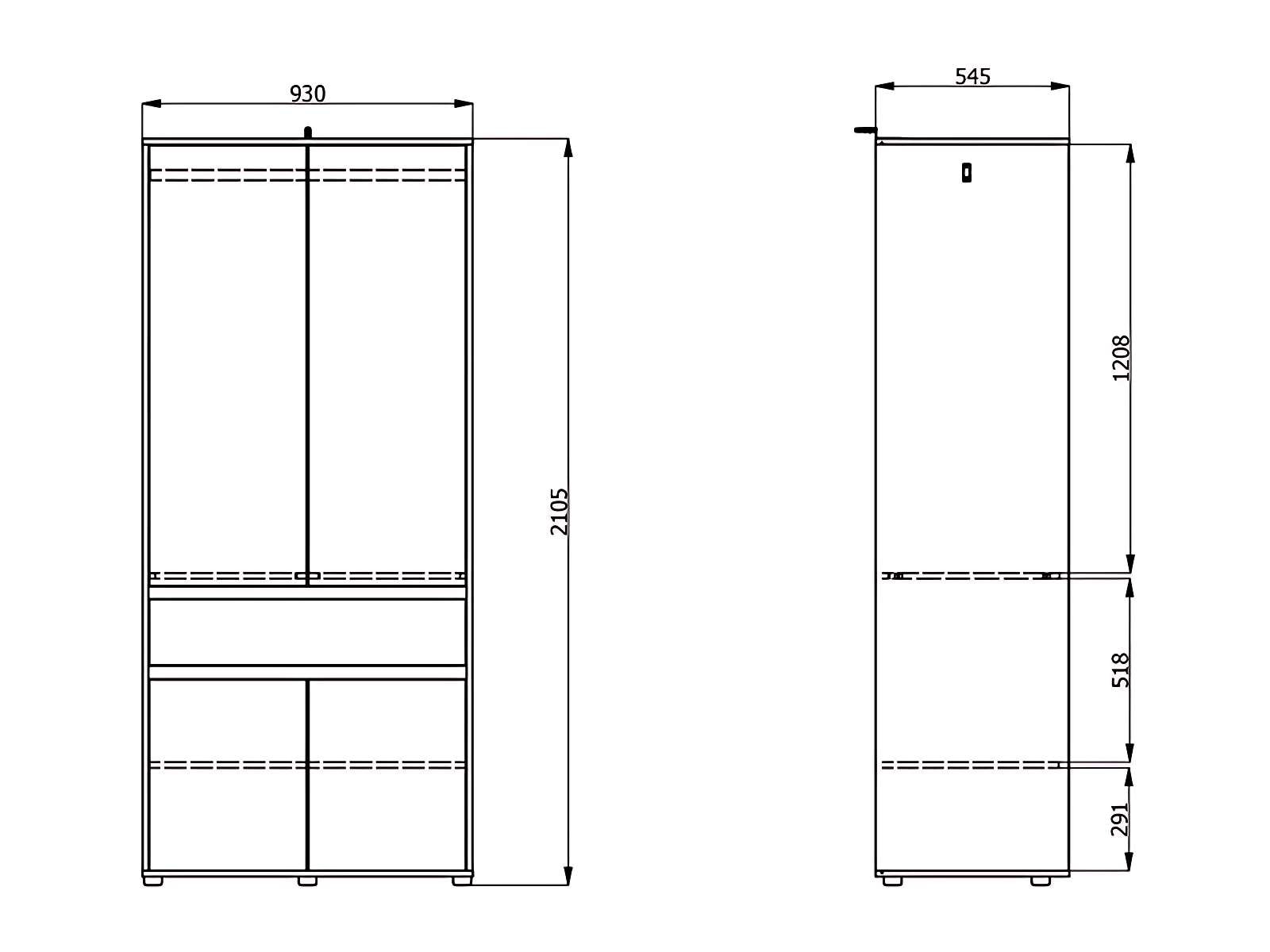 INOSIGN Kleiderschrank »Corbet Schlafzimmerschrank, Drehtürenschrank,  Wäscheschrank TOPSELLER« 93 cm breit, Schublade, Kleiderstange, ABS schutzkanten