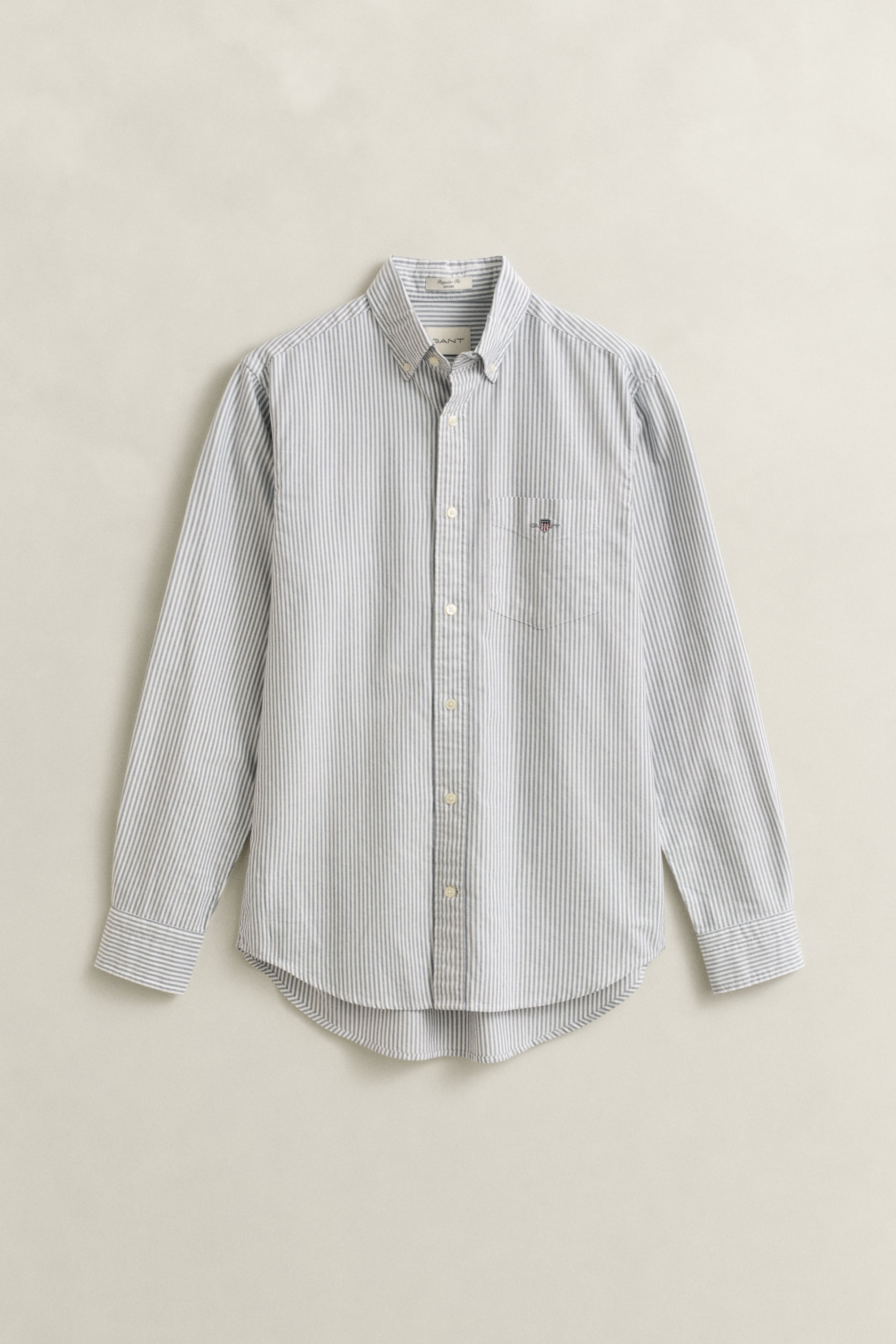 Gant Langarmhemd »Regular Fit Oxford Hemd strukturiert langlebig dicker gestreift« mit dezenter Logostickerei