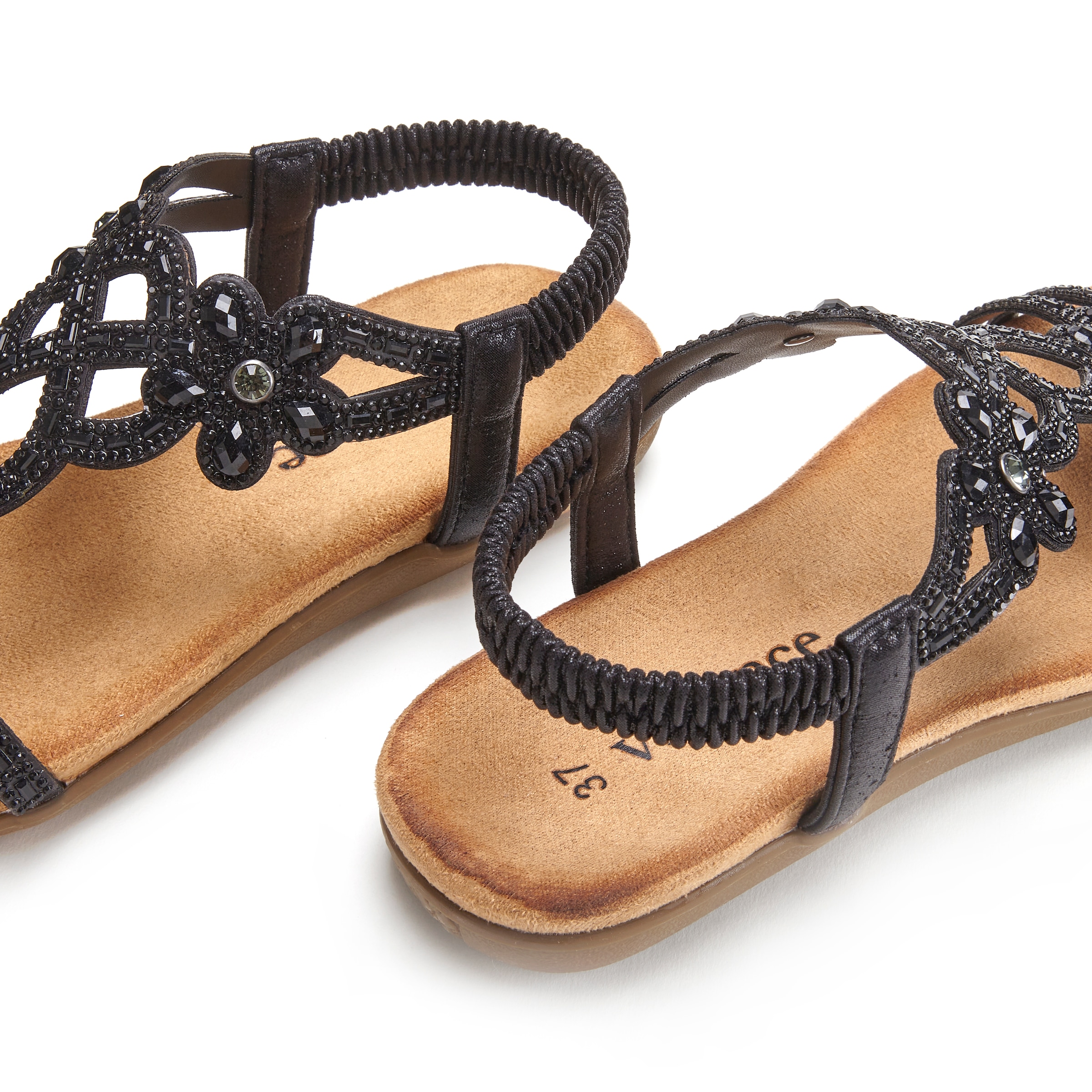 Vivance Sandale »Sommerschuh«, Sandalette, Sommerschuh mit elastischen Riemen & Glitzersteinen VEGAN