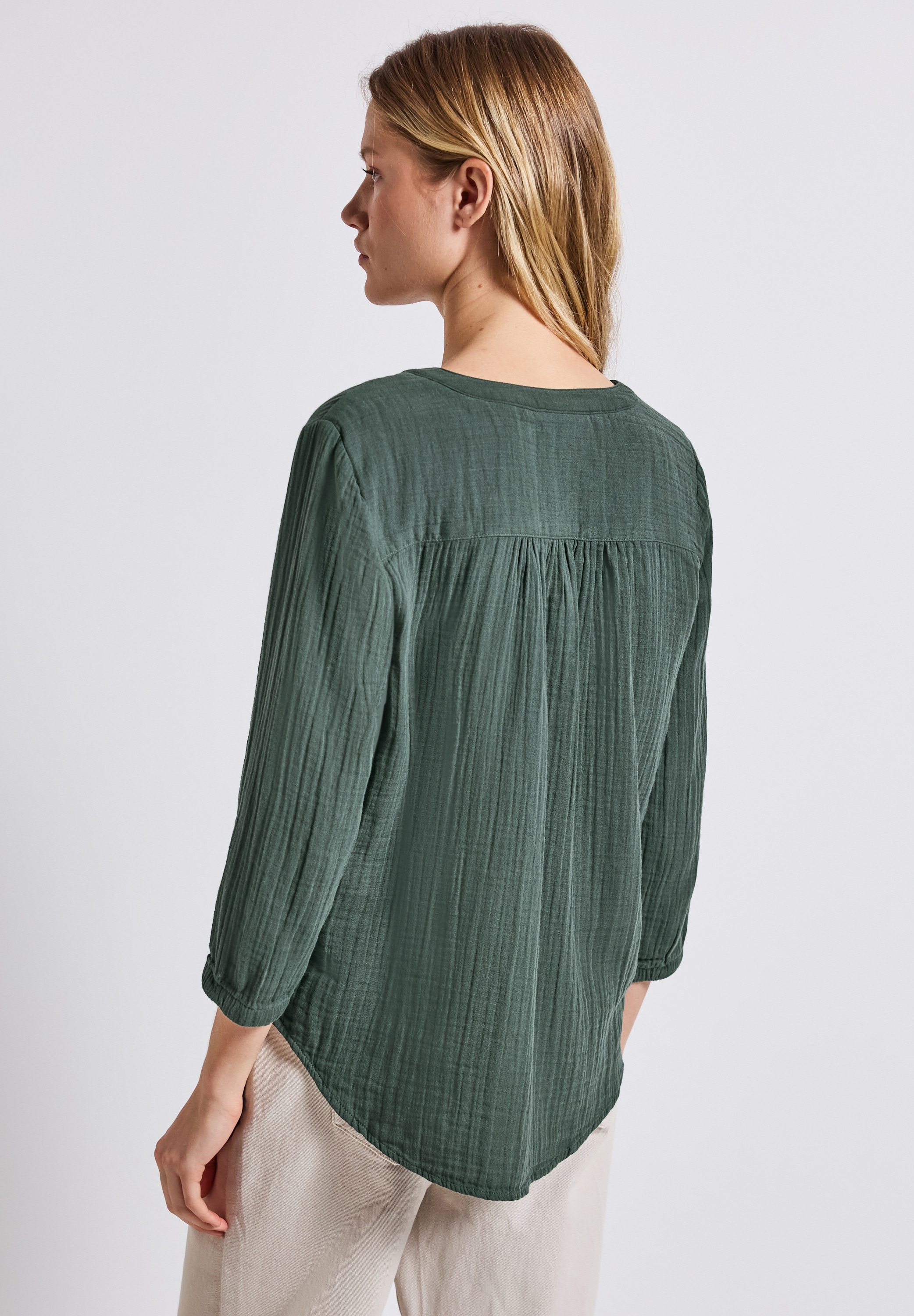 STREET ONE Hemdbluse, 3/4-Arm im Musselin-Look