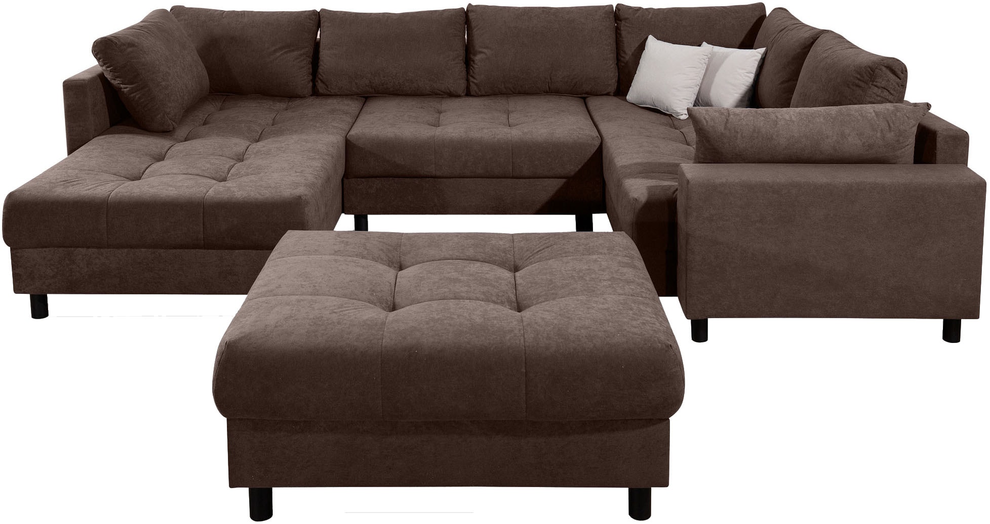 COLLECTION AB Wohnlandschaft »Toni U-Form, B: 298 cm« Set: Sofa & Hocker, 2 Zierkissen, Federkern