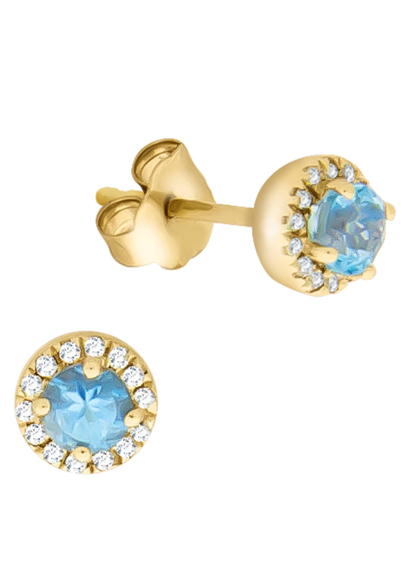 Firetti Paar Ohrstecker »Schmuck Geschenk Gold 375 Ohrschmuck Edelstein Farbstein Topas«, mit Blautopas (beh.) - mit Diamant
