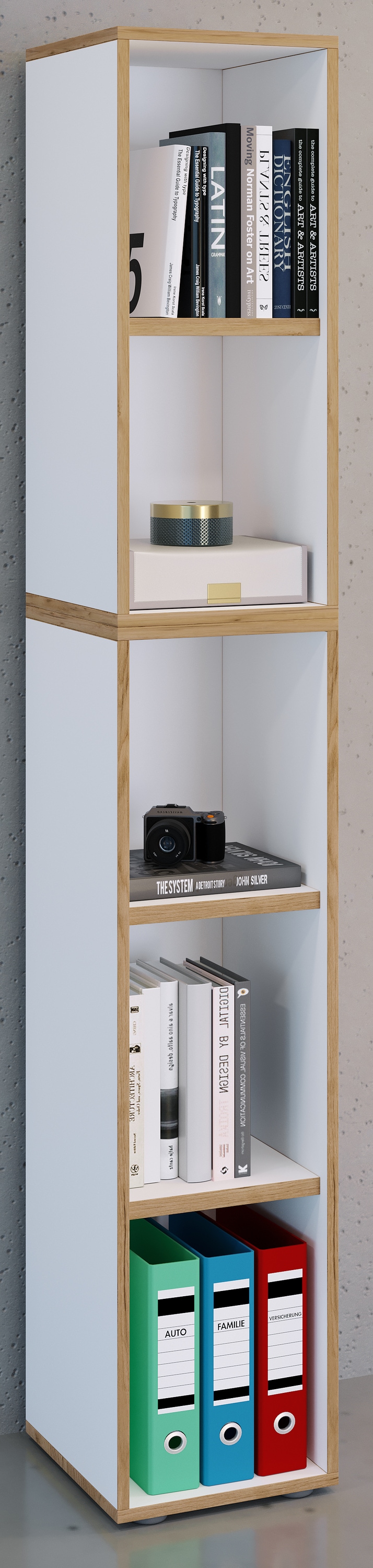 VCM Aktenregal »VCM Holzregal stehend | platzsparender Aktenschrank | Maße ca. B. 30 x H. 183 x T. 33 cm | Elegantes Regal | Büroregal ¿ Salia 5fach B. 30 cm«