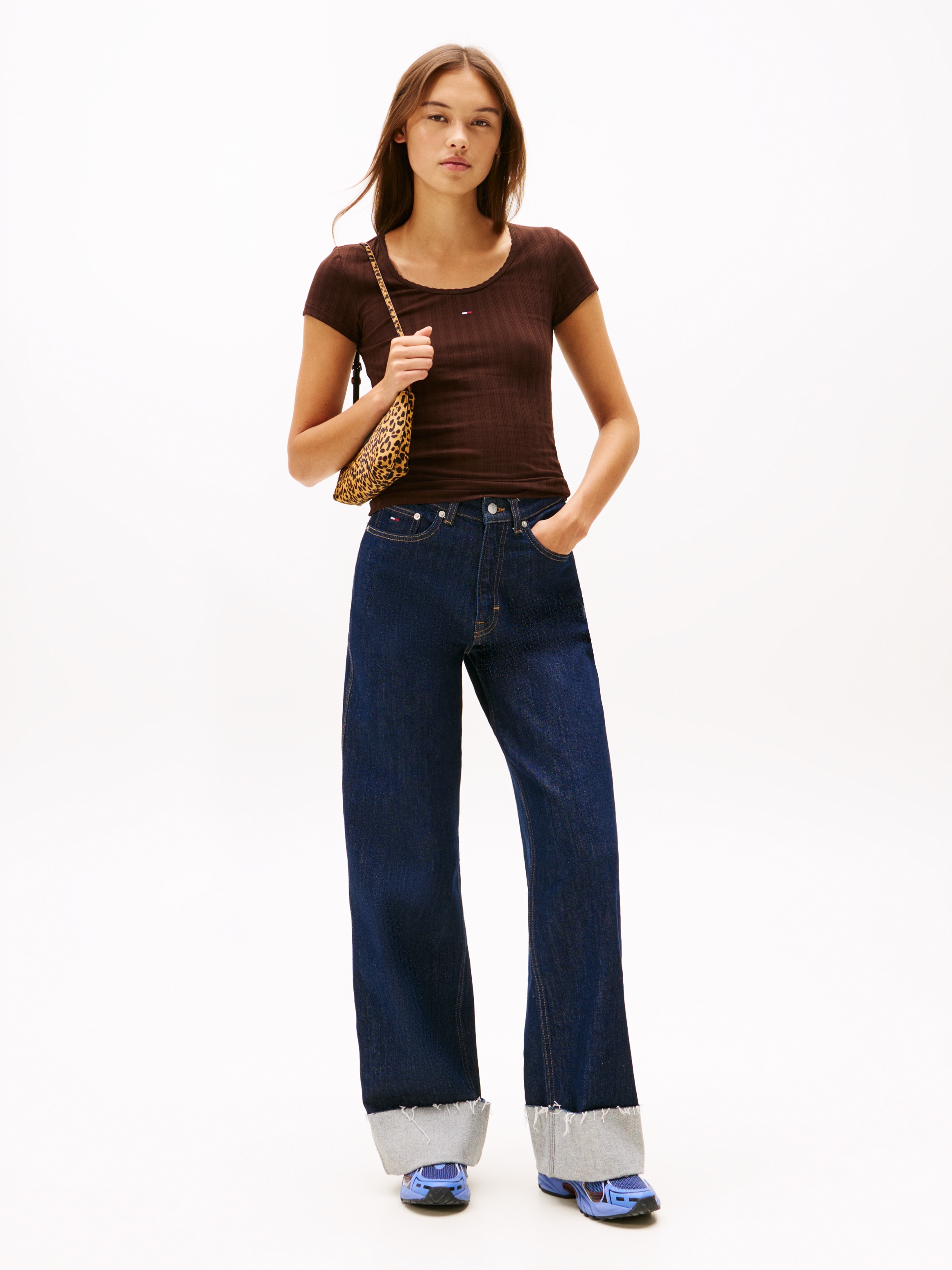 Tommy Jeans Kurzarmshirt »TJW SLIM IRREGULAR RIB SS« in gerippter Struktur