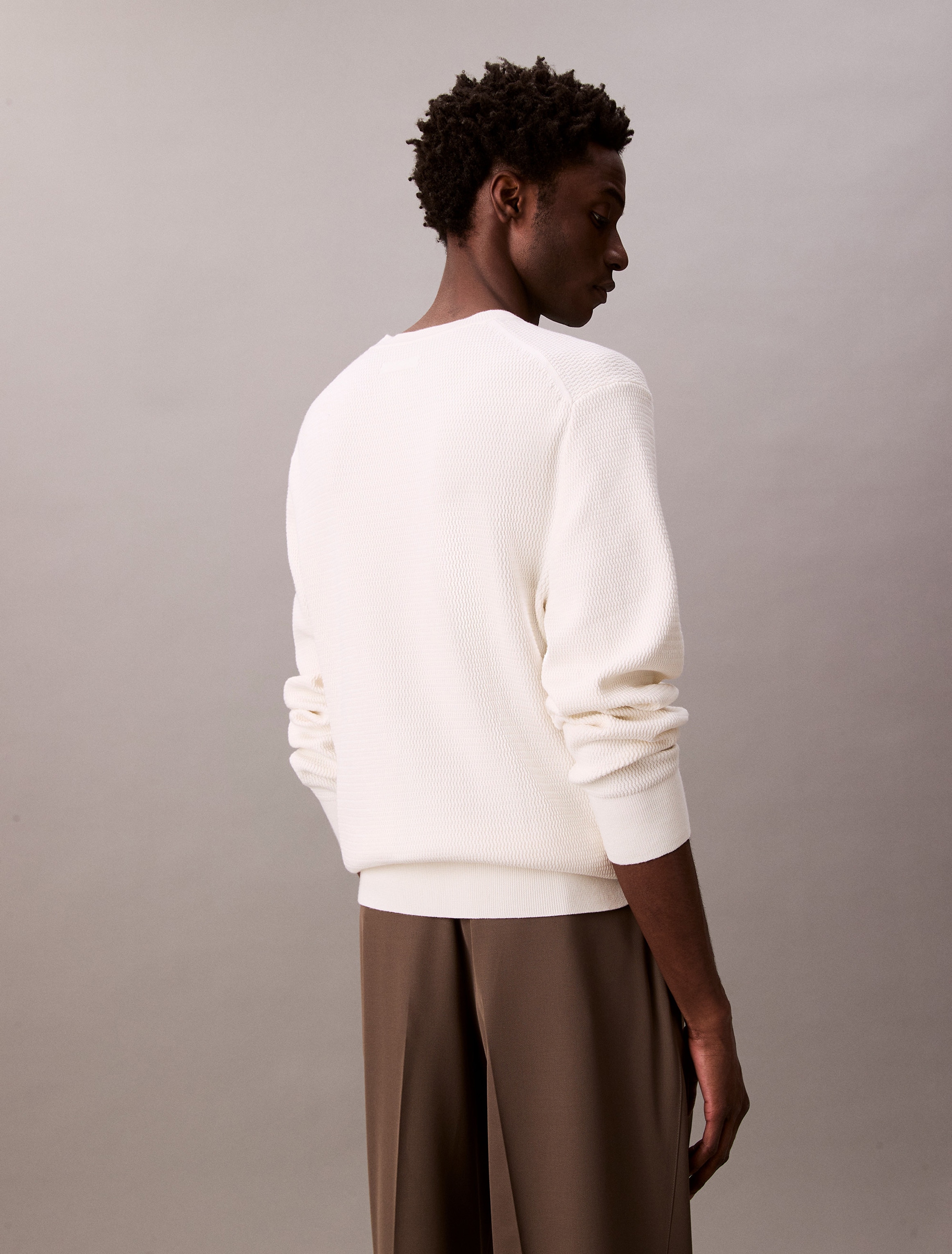 Calvin Klein Strickpullover »LS TXTR CTTN CRWNK S« Mit Rundhalsausschnitt