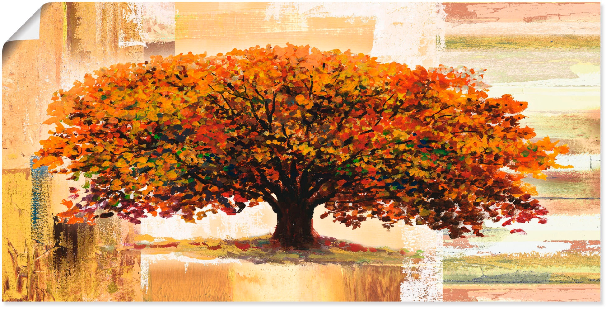 Wandbild »Herbstbaum auf abstraktem Hintergrund«, Bäume, (1 St.), als Alubild,...