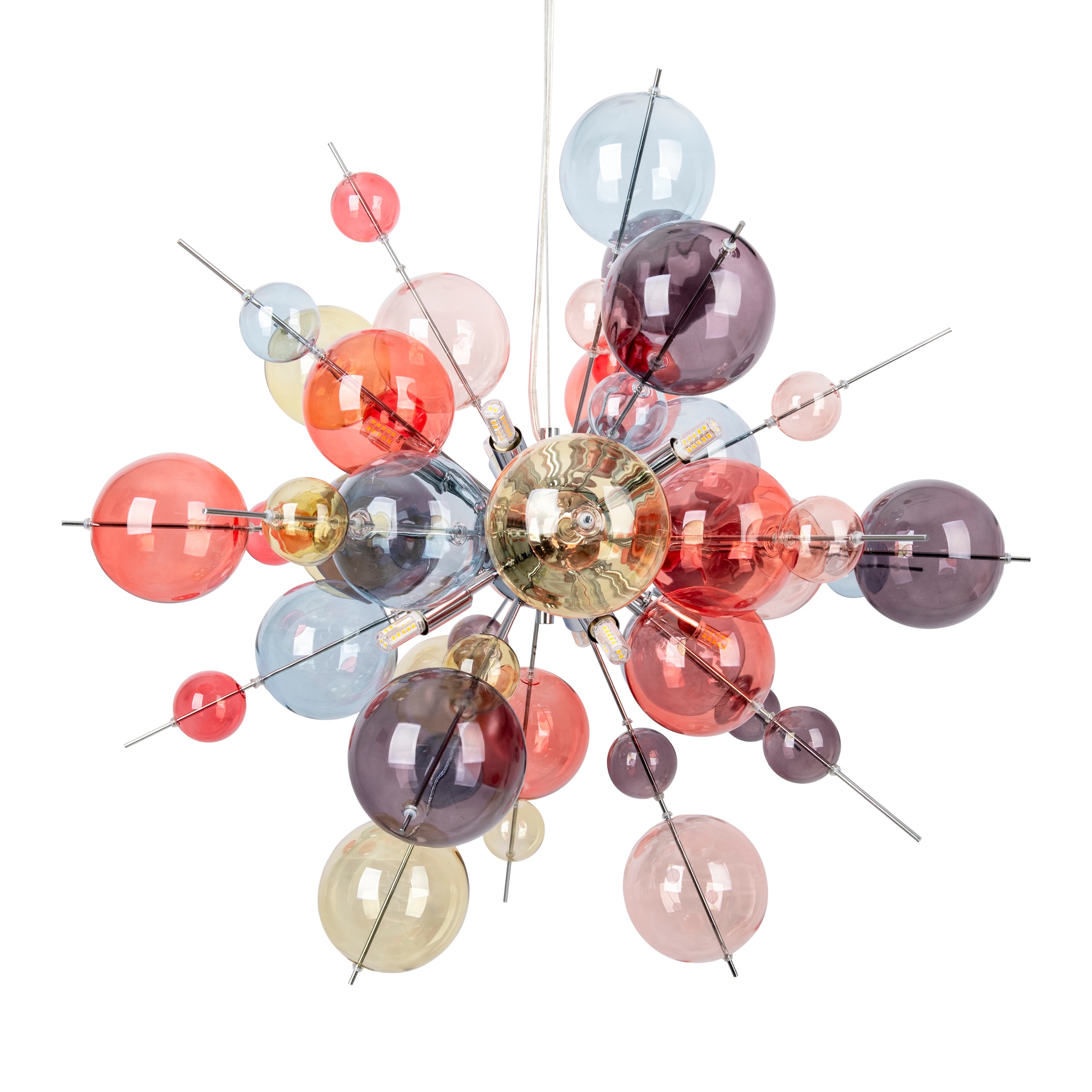 näve Pendelleuchte »Explosion« G9 1 Stk. kleine und große pastellfarbene Glaskugeln, 10x G9 exkl., Pendel klar