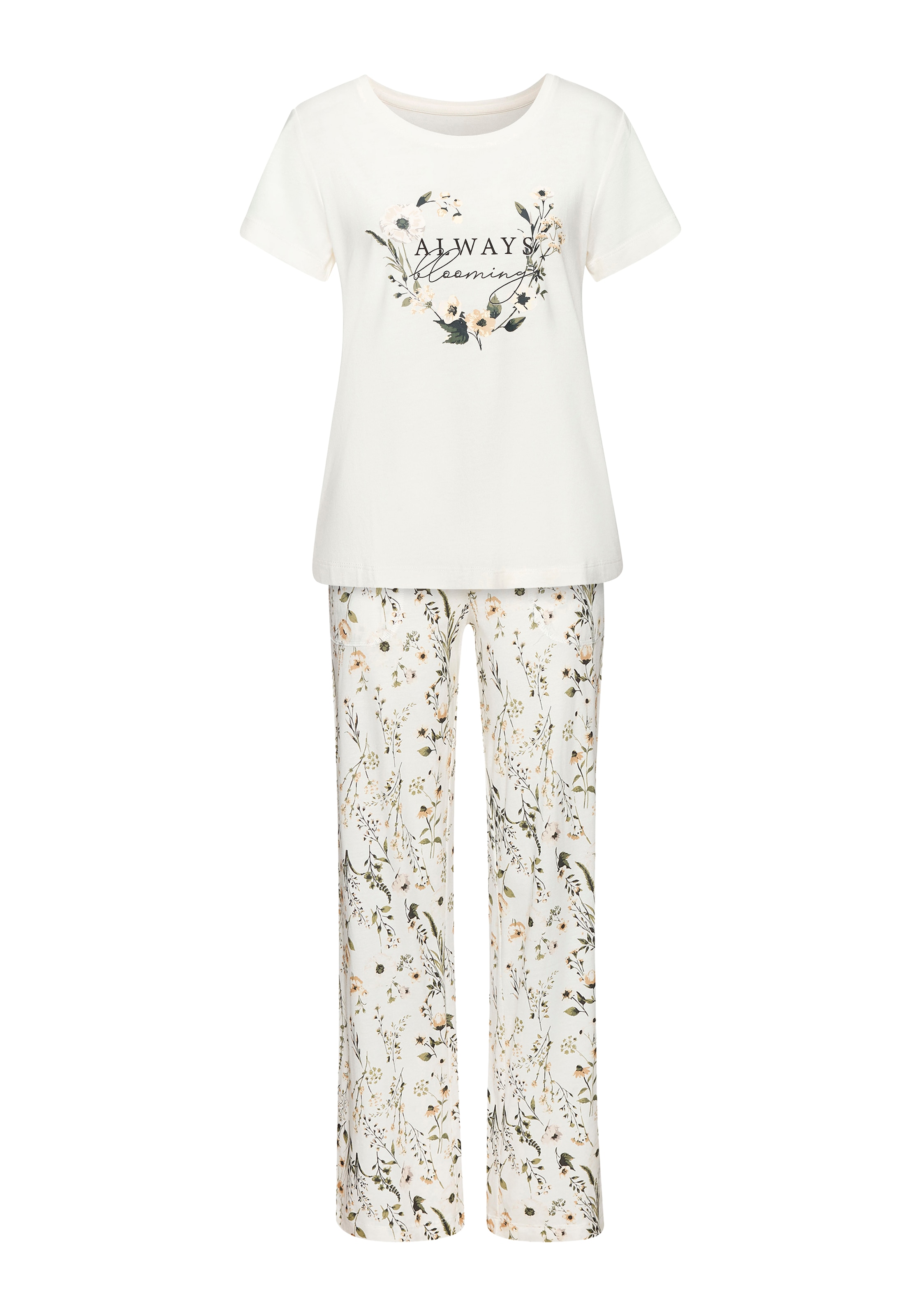 LASCANA Pyjama 2-teilig, 2 tlg. mit schönem Blumenmuster