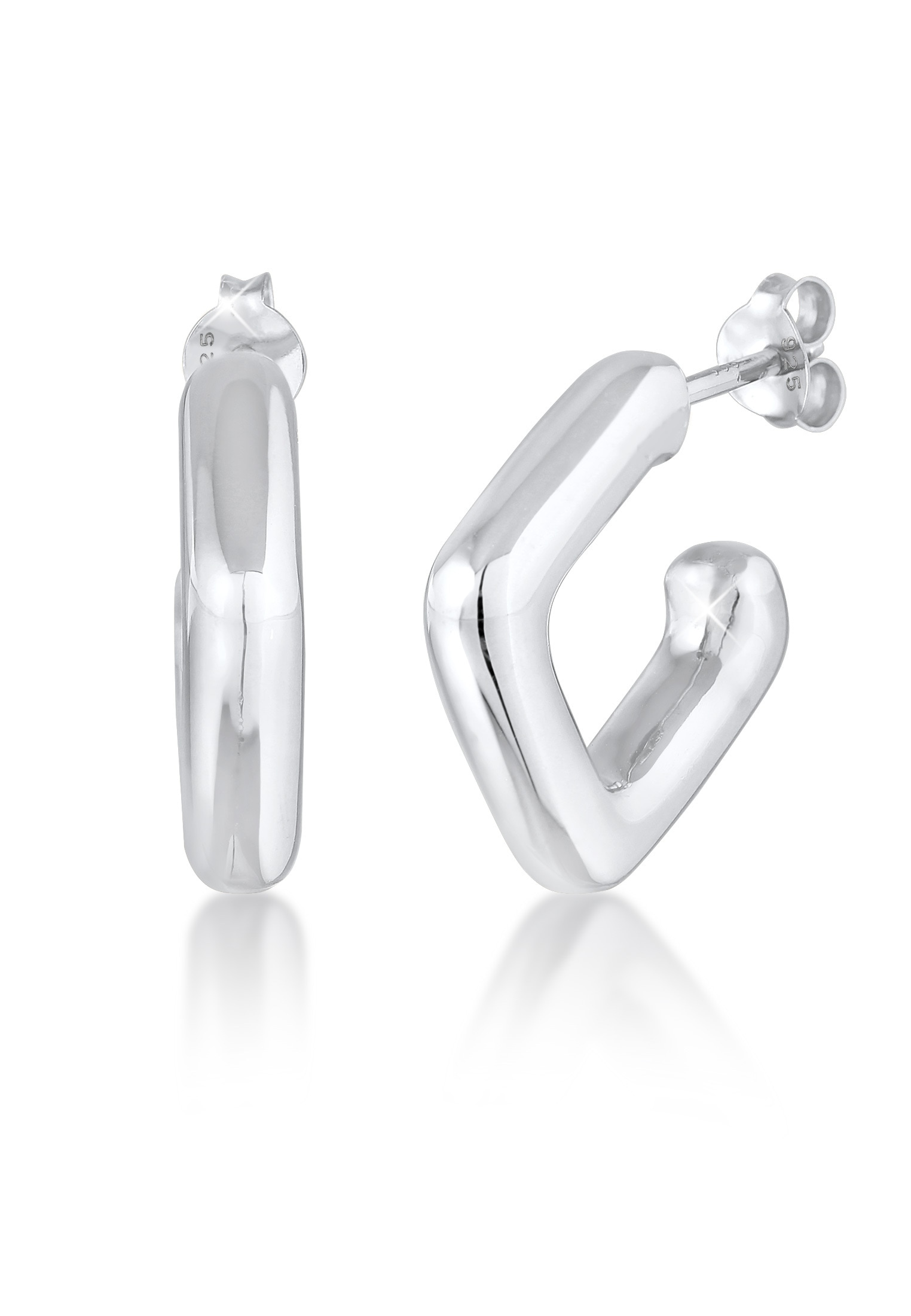 Elli Premium Paar Creolen »Ohrringe Creolen Stecker Viereck Quadrat 925 Silber«
