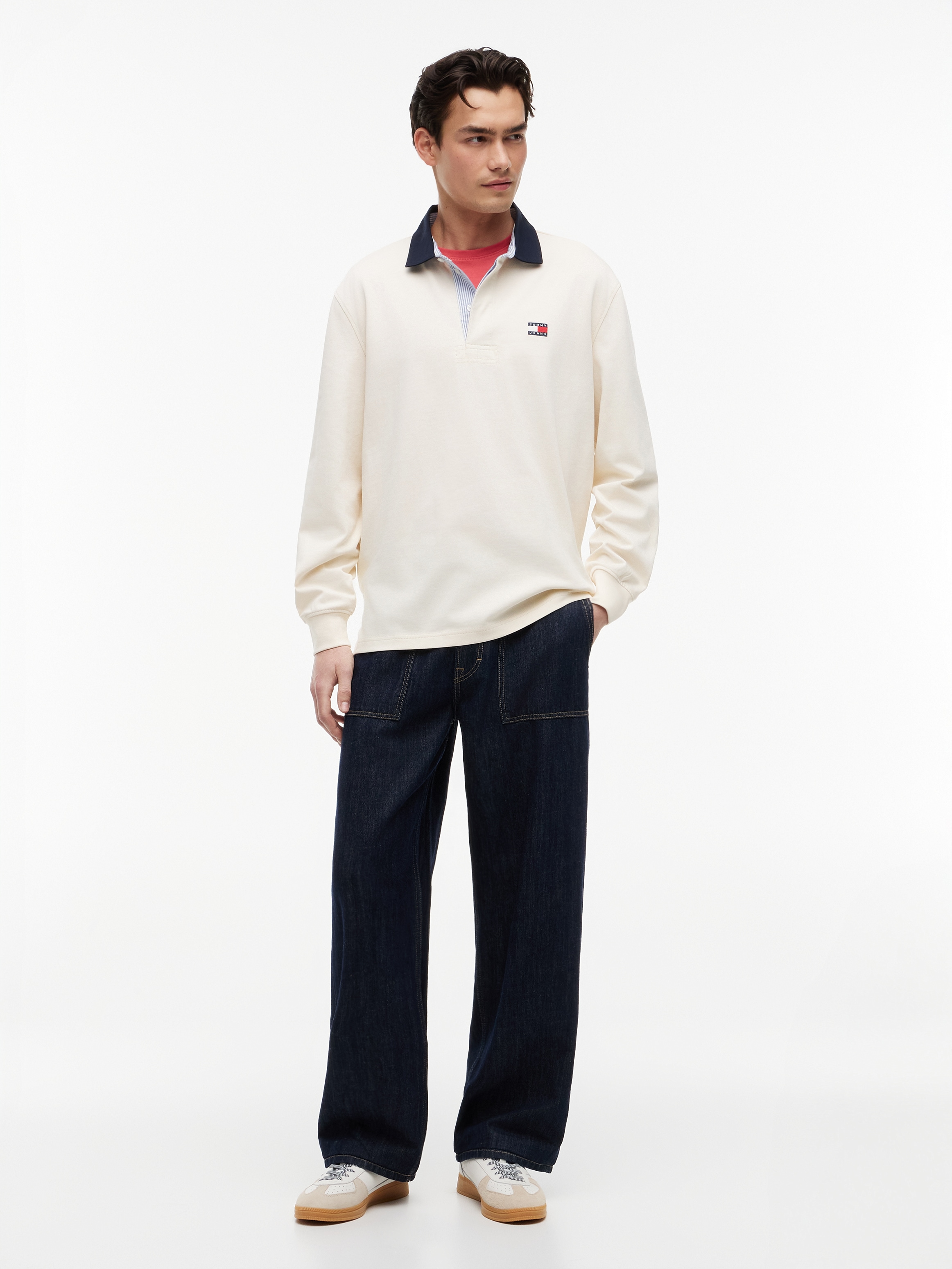 Tommy Jeans Langarm-Poloshirt »TJM RLX ESS BADGE RUGBY EXT« Relaxed Fit Rugby-Shirt