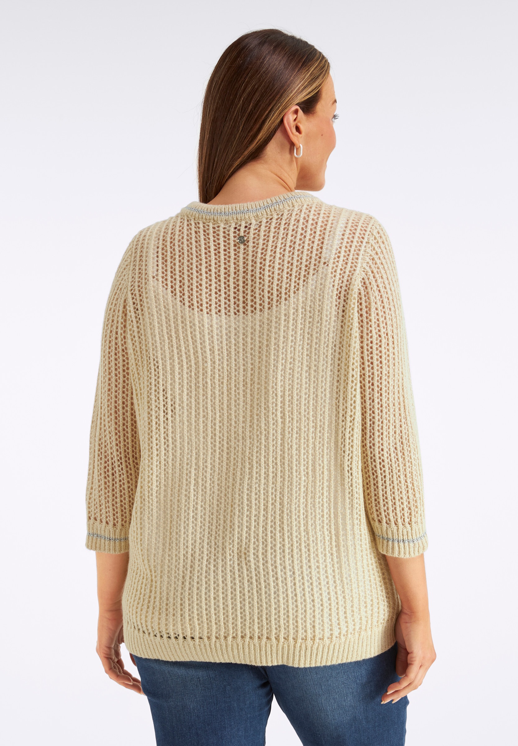 Sheego Longpullover »Ajour-Pullover Ajourpullover mit Glitzergarn«