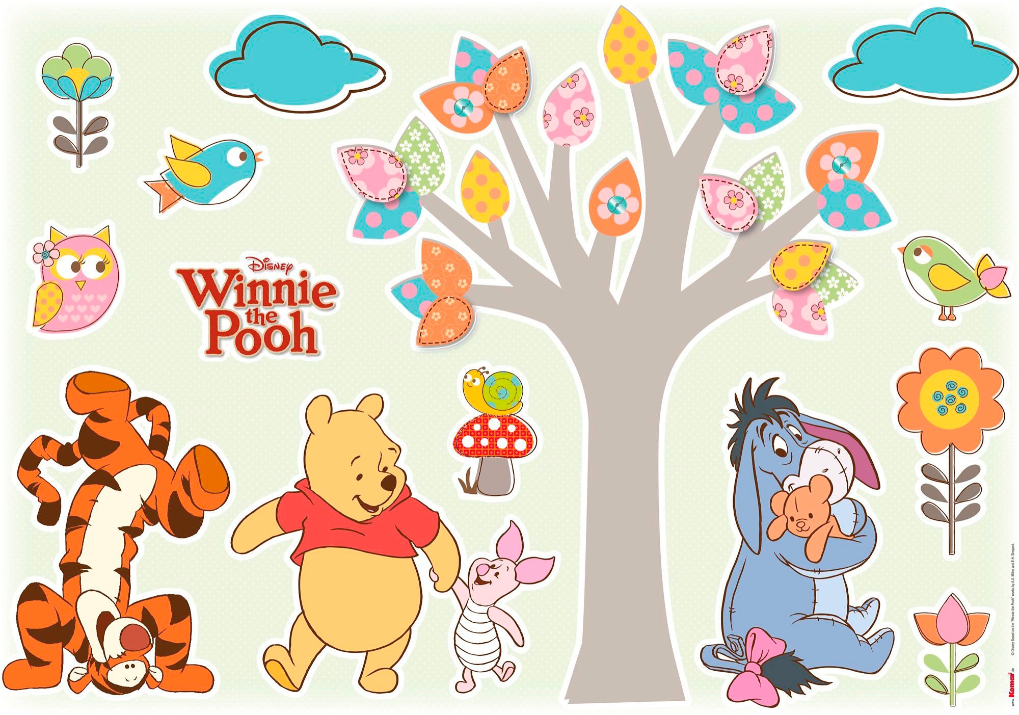 Komar Wandtattoo »Winnie Pooh Nature Lovers«, (14 St.), 50x70 cm (Breite x Höhe), selbstklebendes Wandtattoo