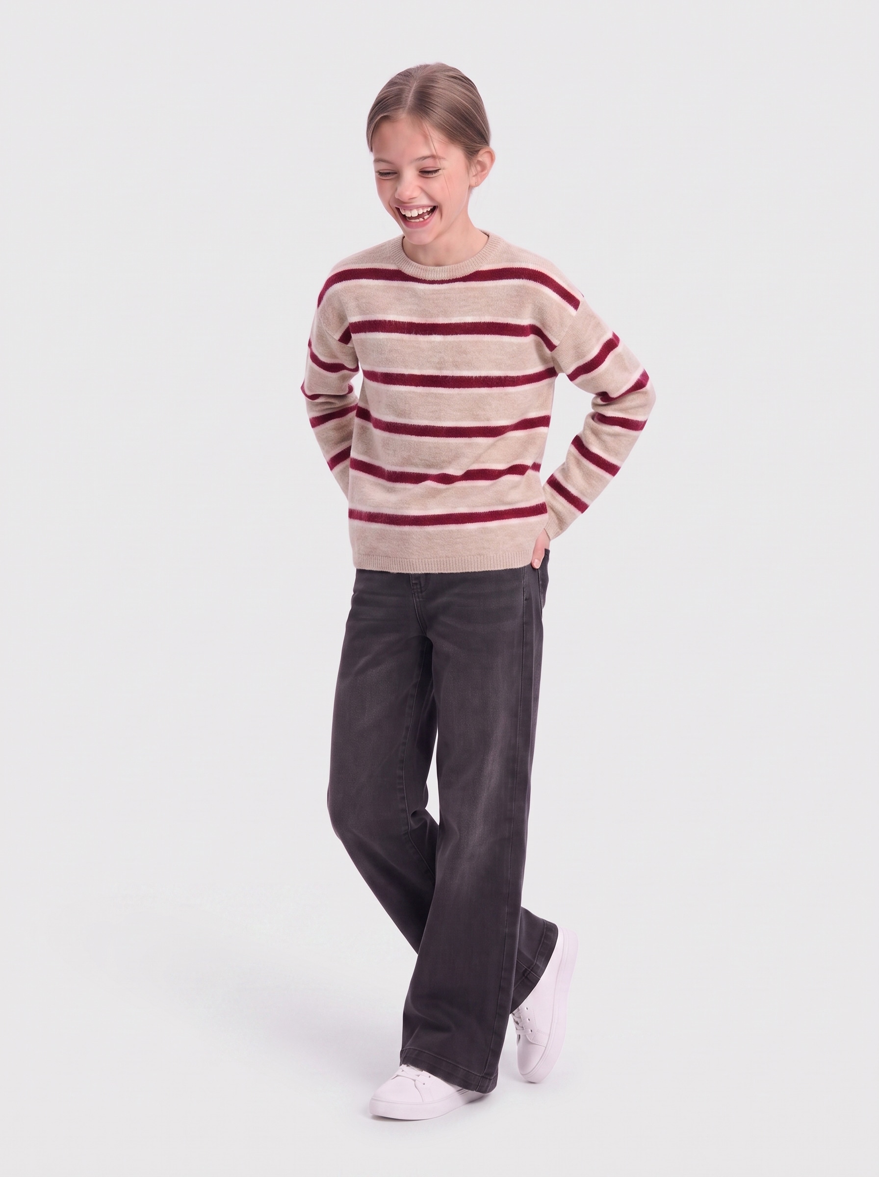 KIDS ONLY Strickpullover »KOGTALIO SCHOOL LS SHORT O-NECK KNT« Materialmix