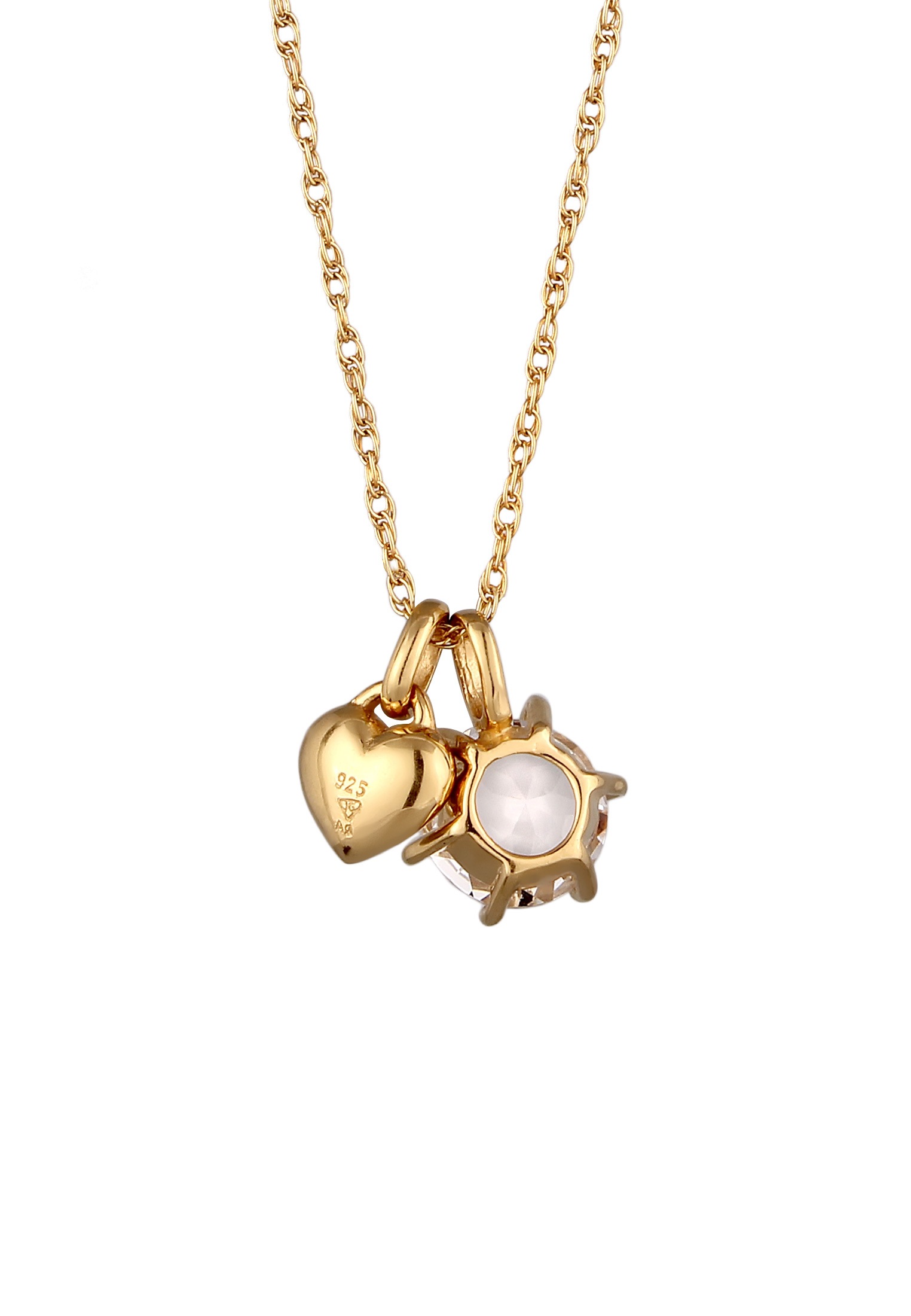 Elli Lange Kette »Halskette Herz Solitär Glas Kristall 925 Sterling Silber«