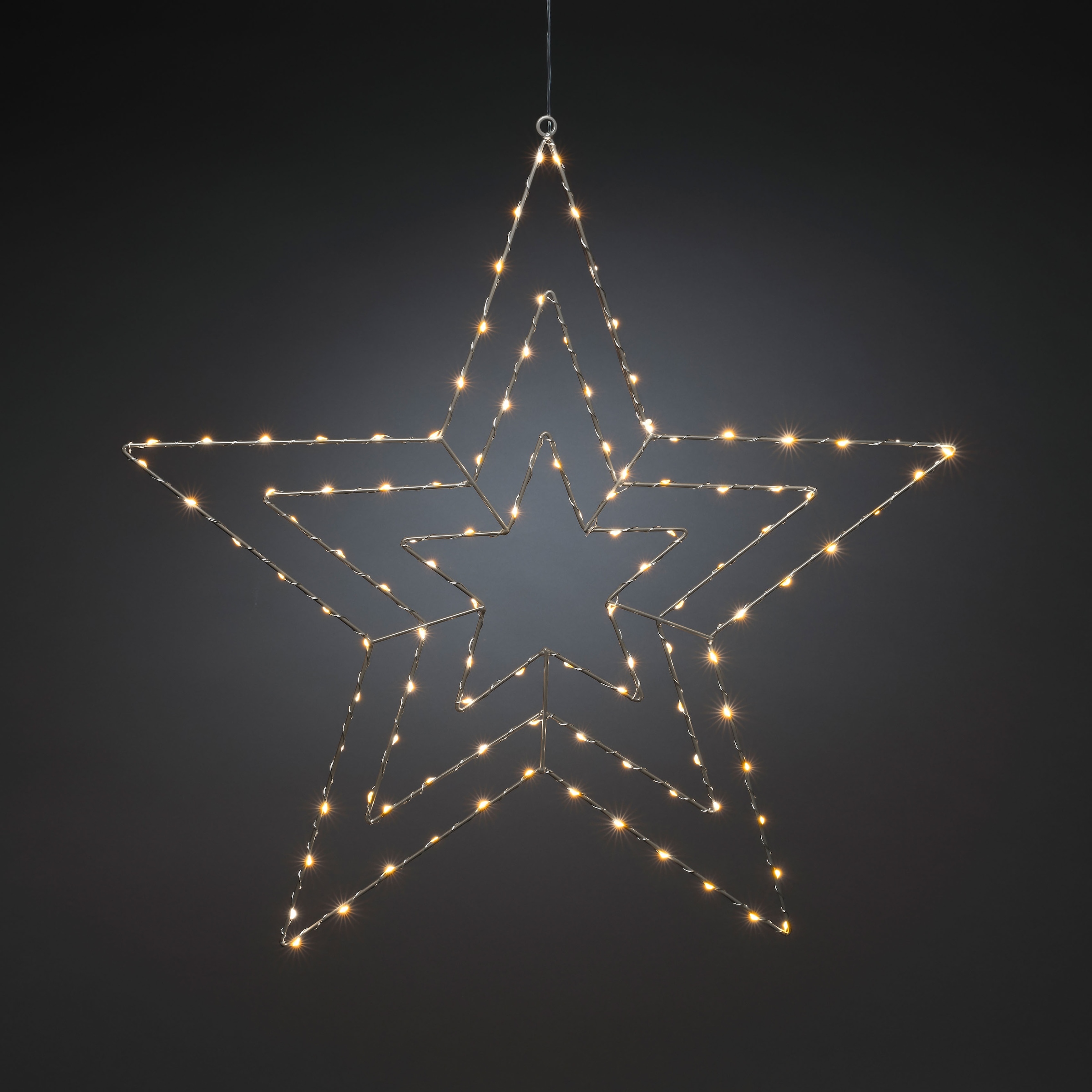 KONSTSMIDE LED Stern »Weihnachtsstern, Weihnachtsdeko«, 112 flammig, Leuchtmittel LED-Modul | LED fest integriert, Micro LED Silberstern, Silber