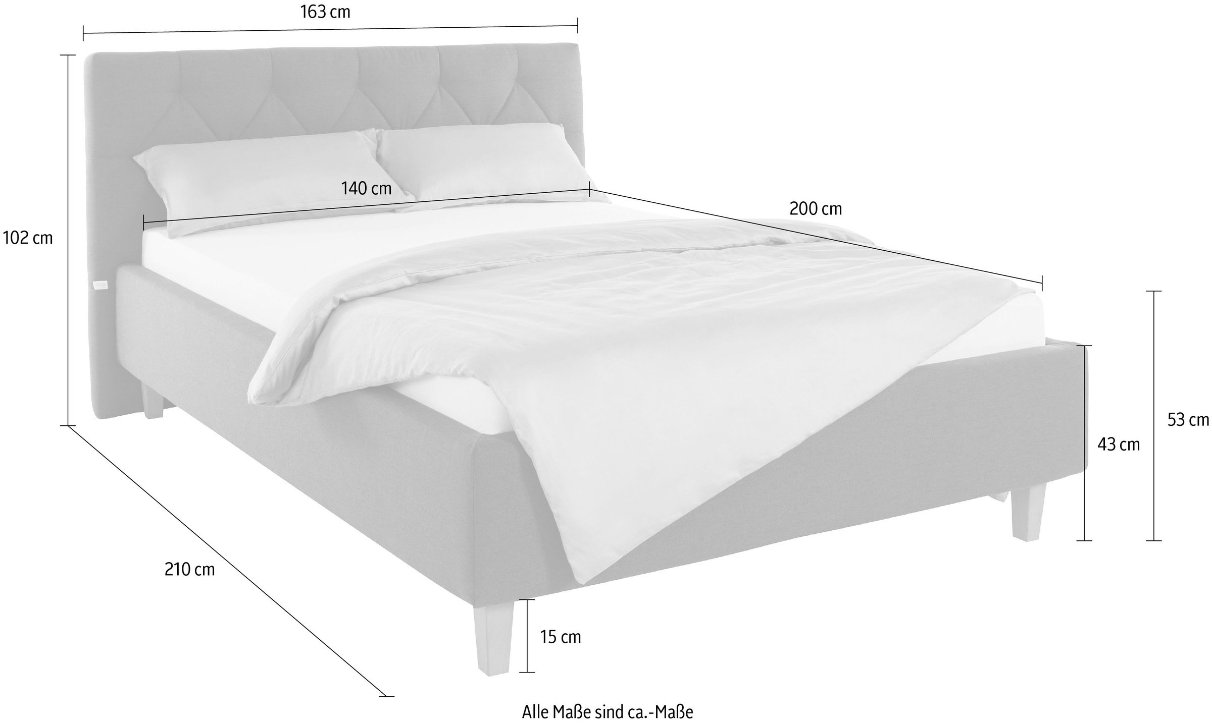 Guido Maria Kretschmer Home&Living Polsterbett »Sunley 100«, Kreuzsteppung, Kopfteilhöhe 102 cm, ohne oder mit Matratze/Lattenrost