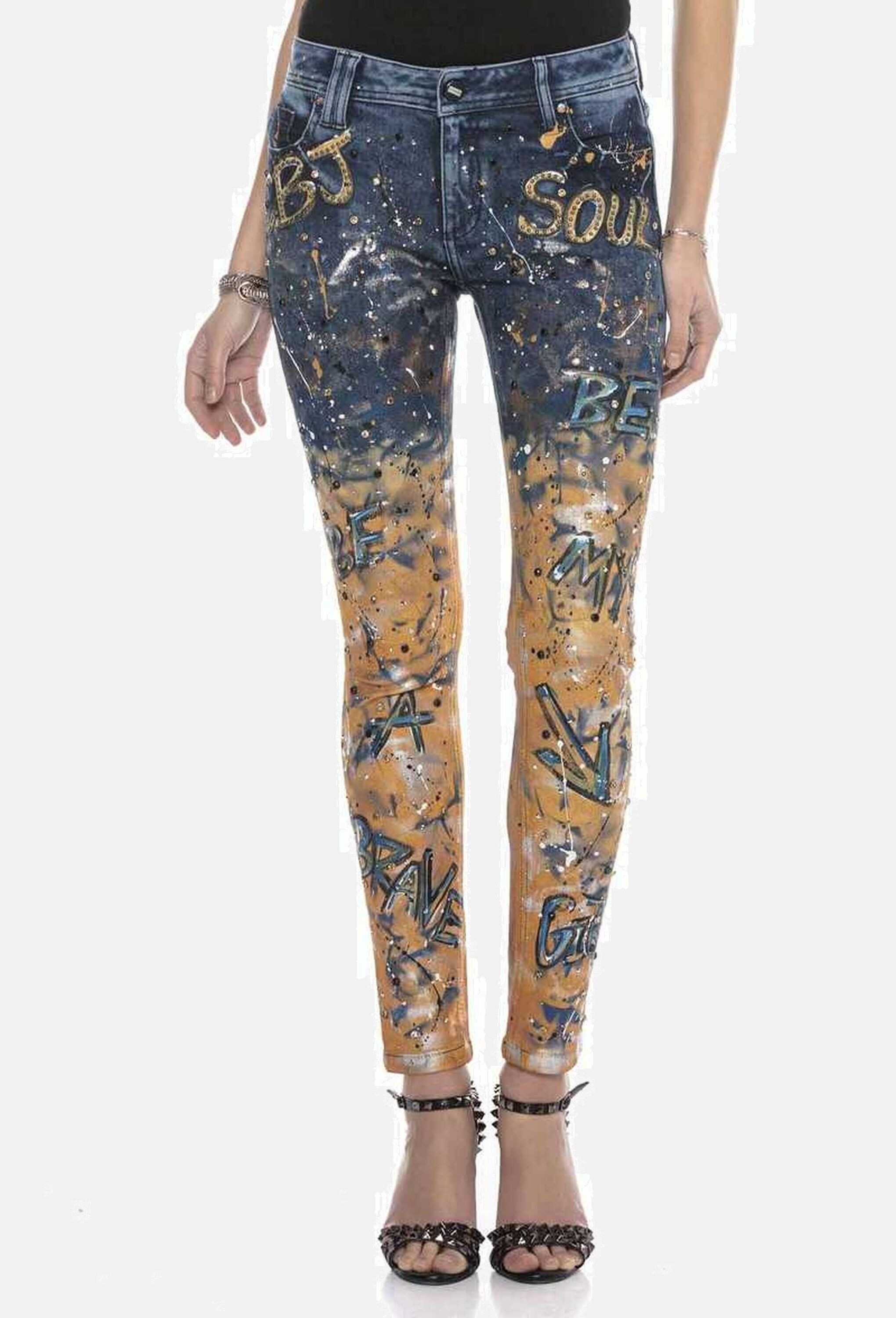 Cipo & Baxx Slim-fit-Jeans »Cipo & Baxx Jeans« Mit coolen Schriftzügen, WD440