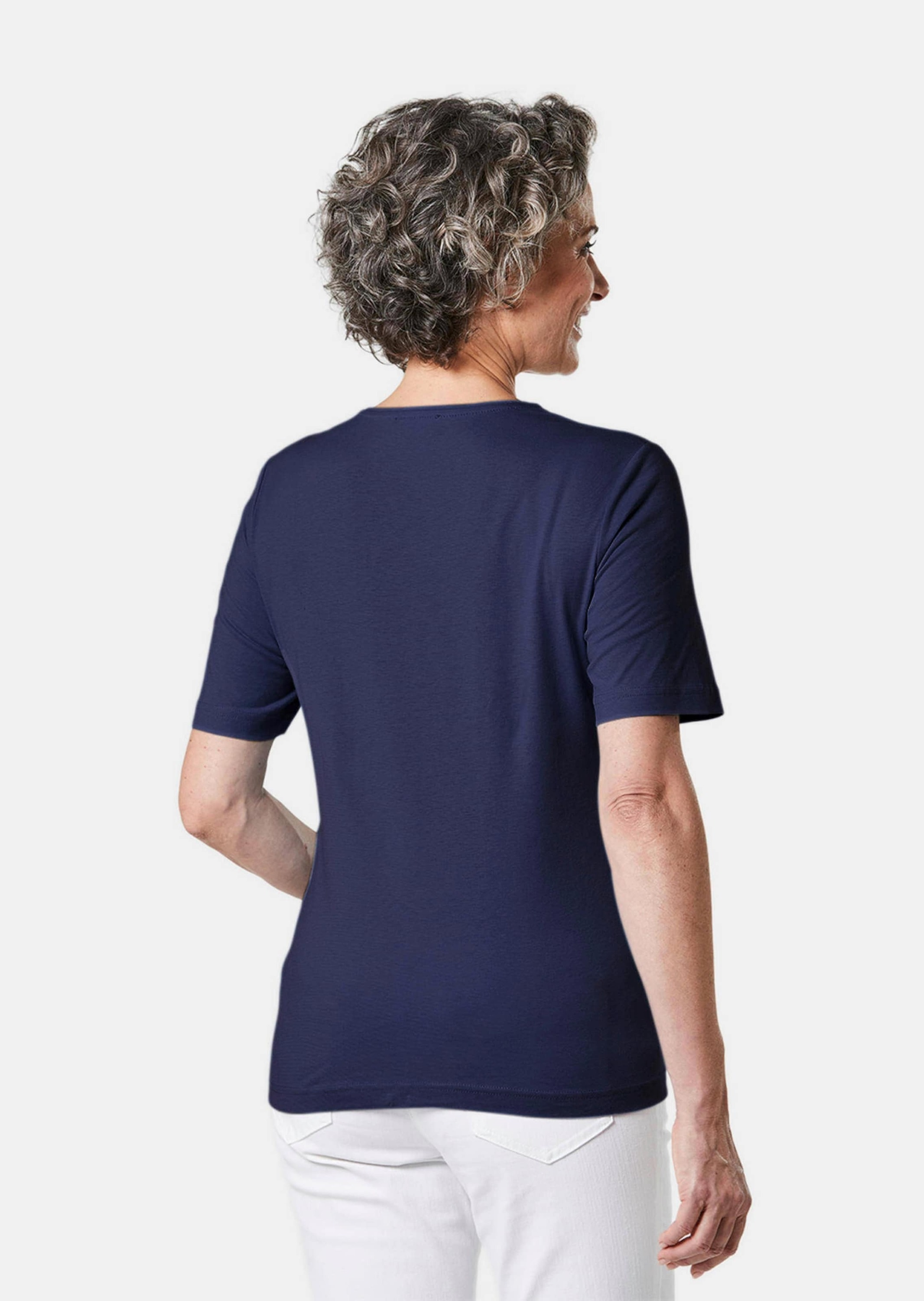 GOLDNER Langarm-Poloshirt »Kurzgröße Basic T-Shirt aus reiner Baumwolle«