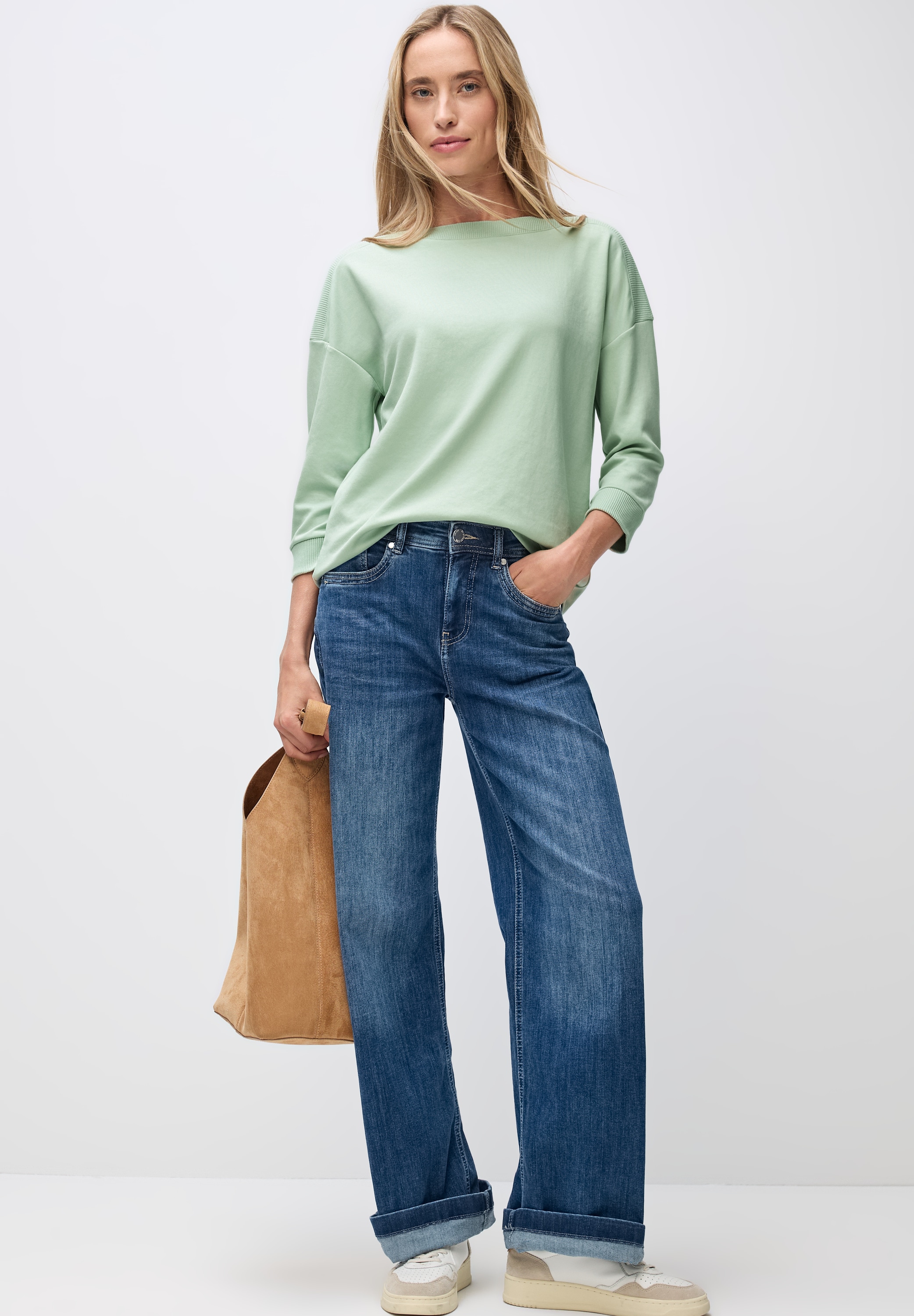 STREET ONE 3/4-Arm-Shirt, Strick-Shirt mit U-Boot-Ausschnitt