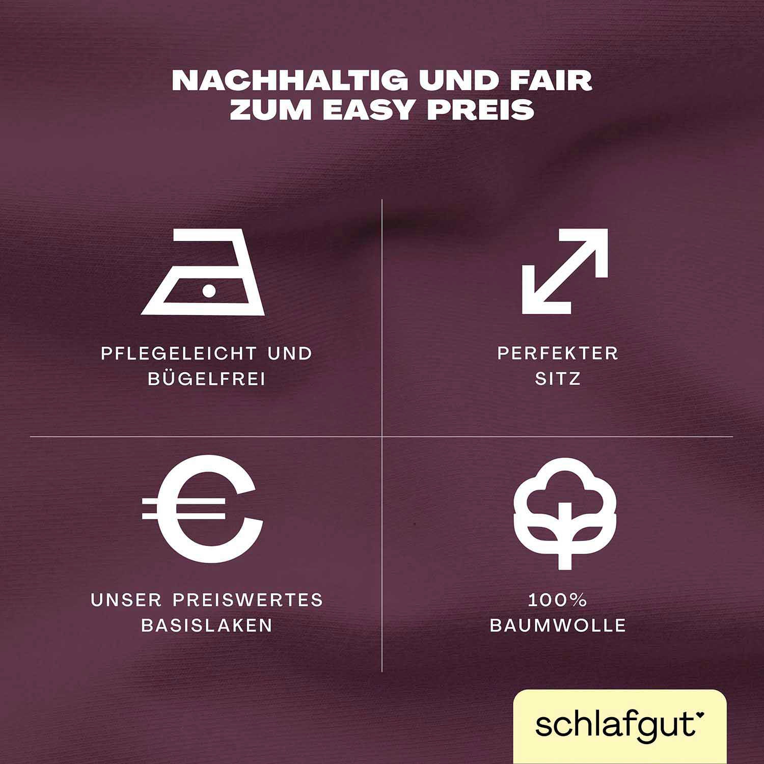 Schlafgut Spannbettlaken »EASY aus 100% Baumwolle, weich & saugfähig, Marken-Bettlaken«, für Matratzen bis 22 cm Höhe, in 90x200, 140x200 oder 180x200 cm