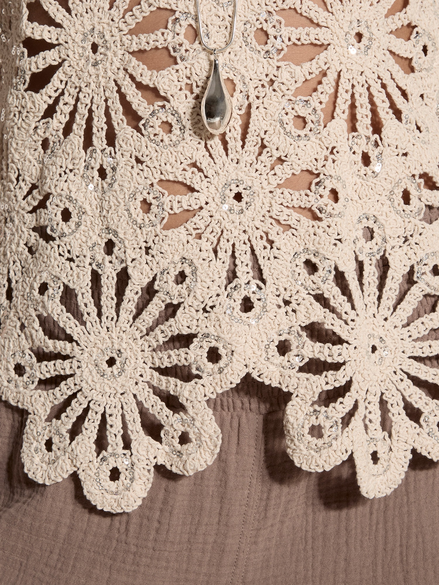 Apricot Stricktop »Häkeloberteil mit Pailletten« Häkelverzierungen