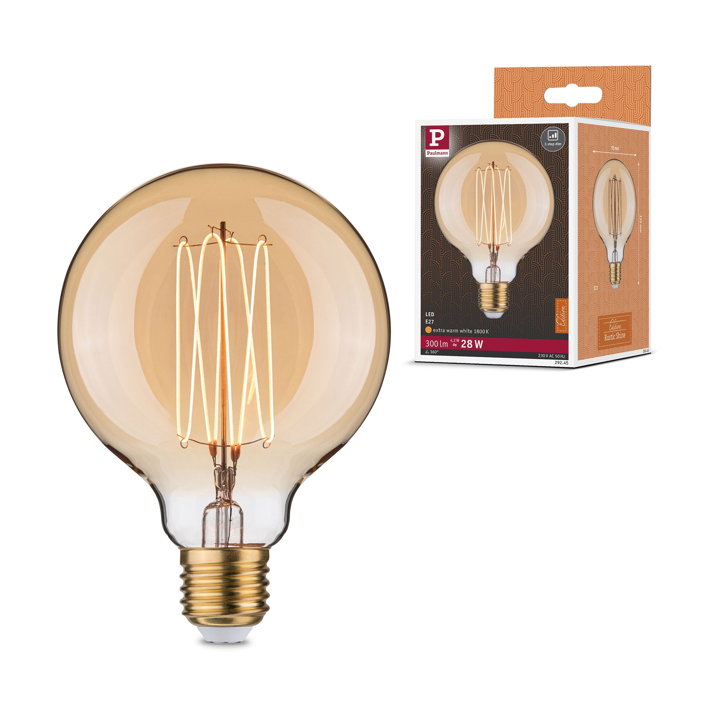 Paulmann LED-Leuchtmittel »Rustic Shine G95 300lm 4,2W 1800K I gold 230V« E27 1 Stk.