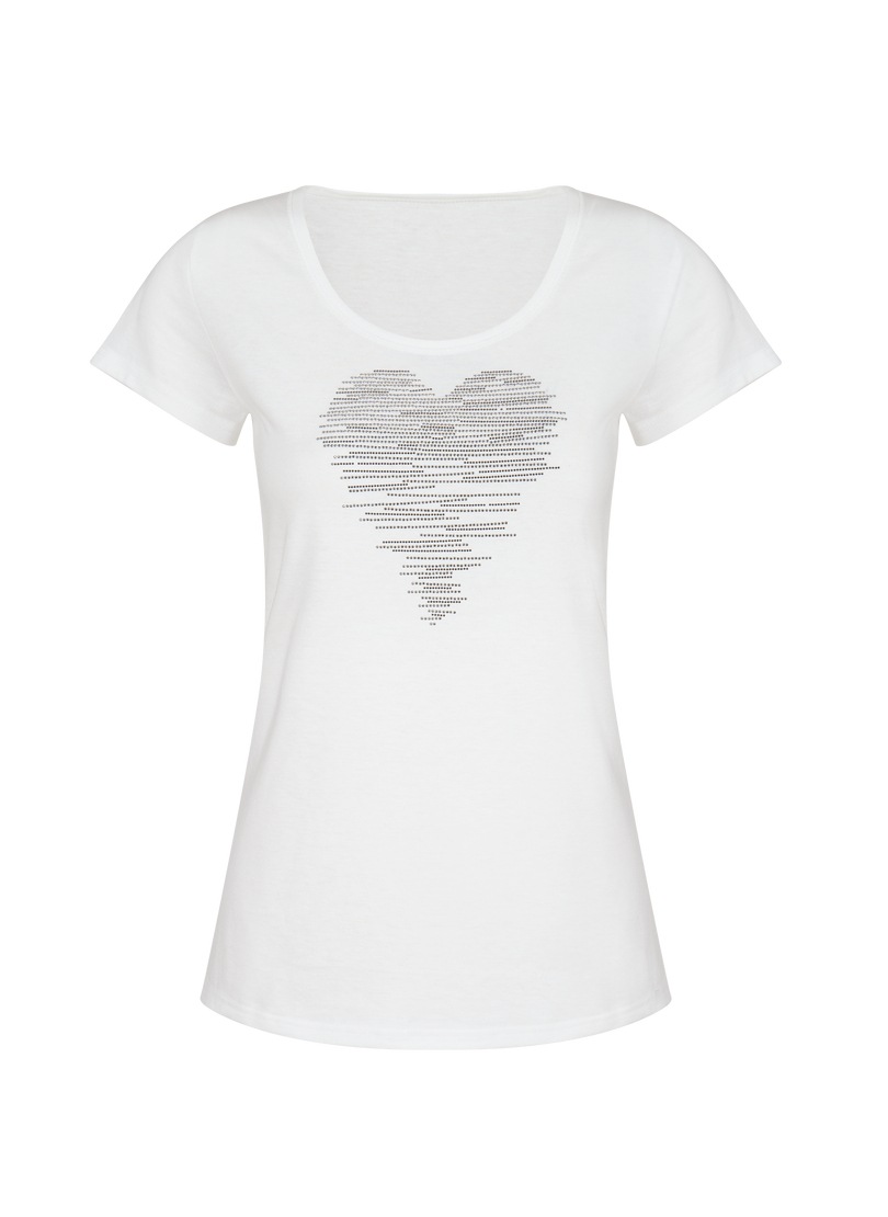 Trigema T-Shirt »TRIGEMA T-Shirt mit glitzerndem Herz-Motiv«, (1 tlg.)