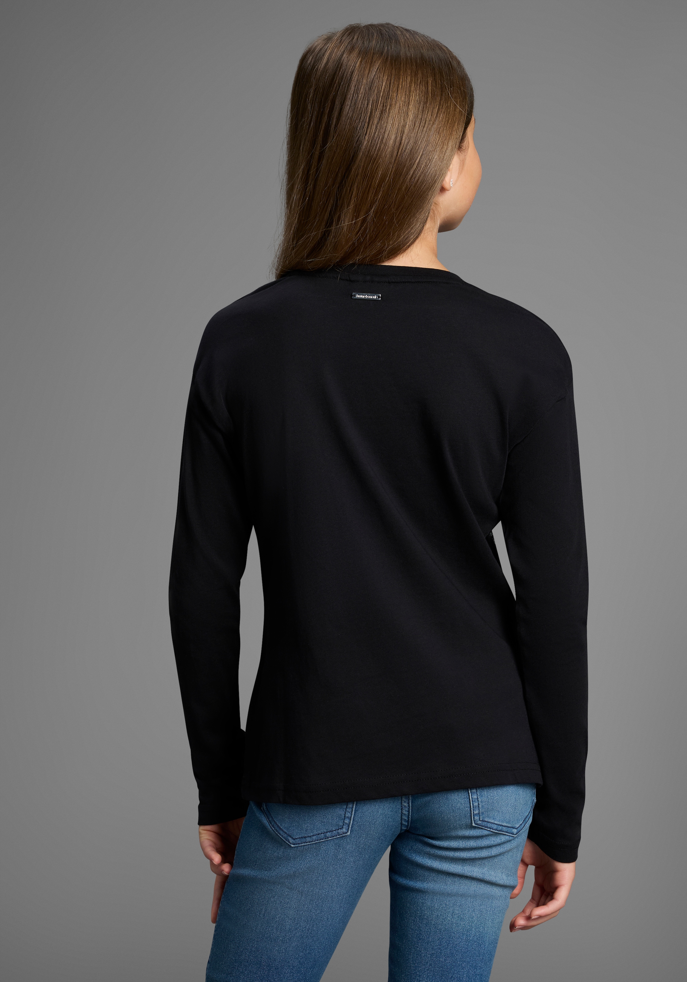 Bruno Banani Langarmshirt »Shirt mit Paillettendetails für Mädchen« Für TEENS, Langarmshirt mit Pailletten