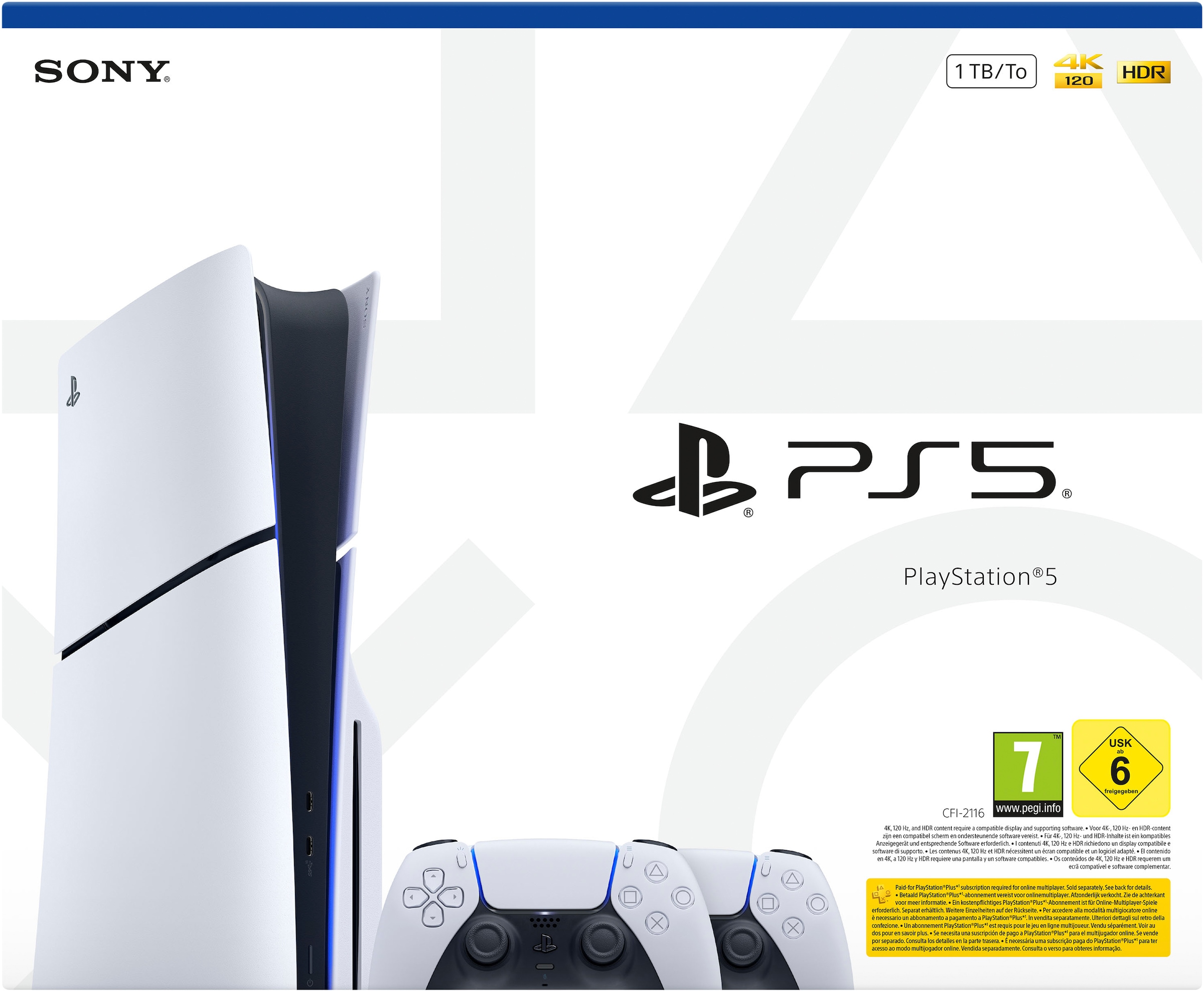 PlayStation 5 Konsolen-Set »PS5 Disk Slim + 2x DualSense Wireless-Controller Bundle« 1.000 GB 1 TB