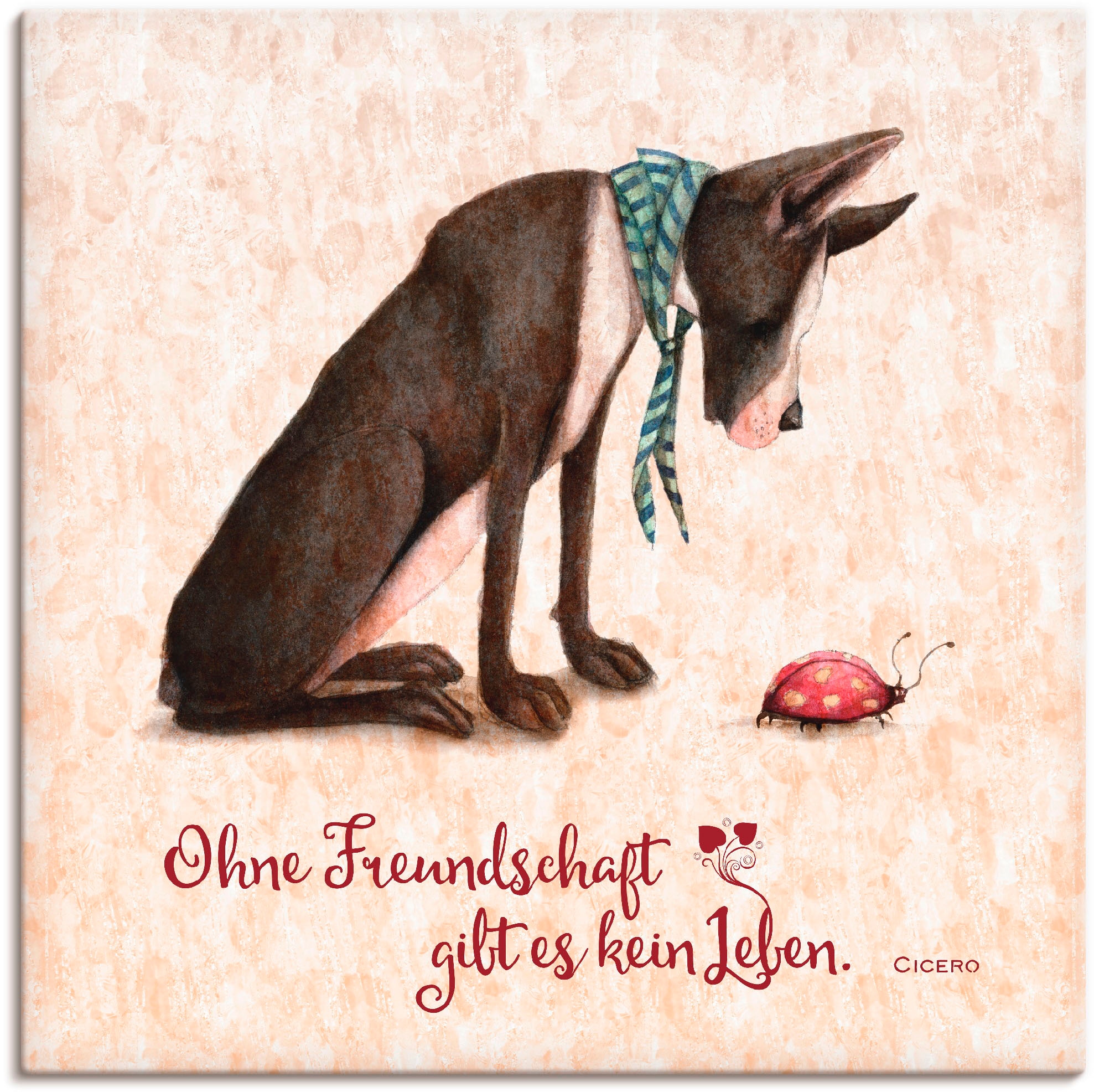 Artland Wandbild »Lebensweisheit Freundschaft«, Tiere, (1 St.), als Alubild, Outdoorbild, Leinwandbild, Poster in verschied. Größen