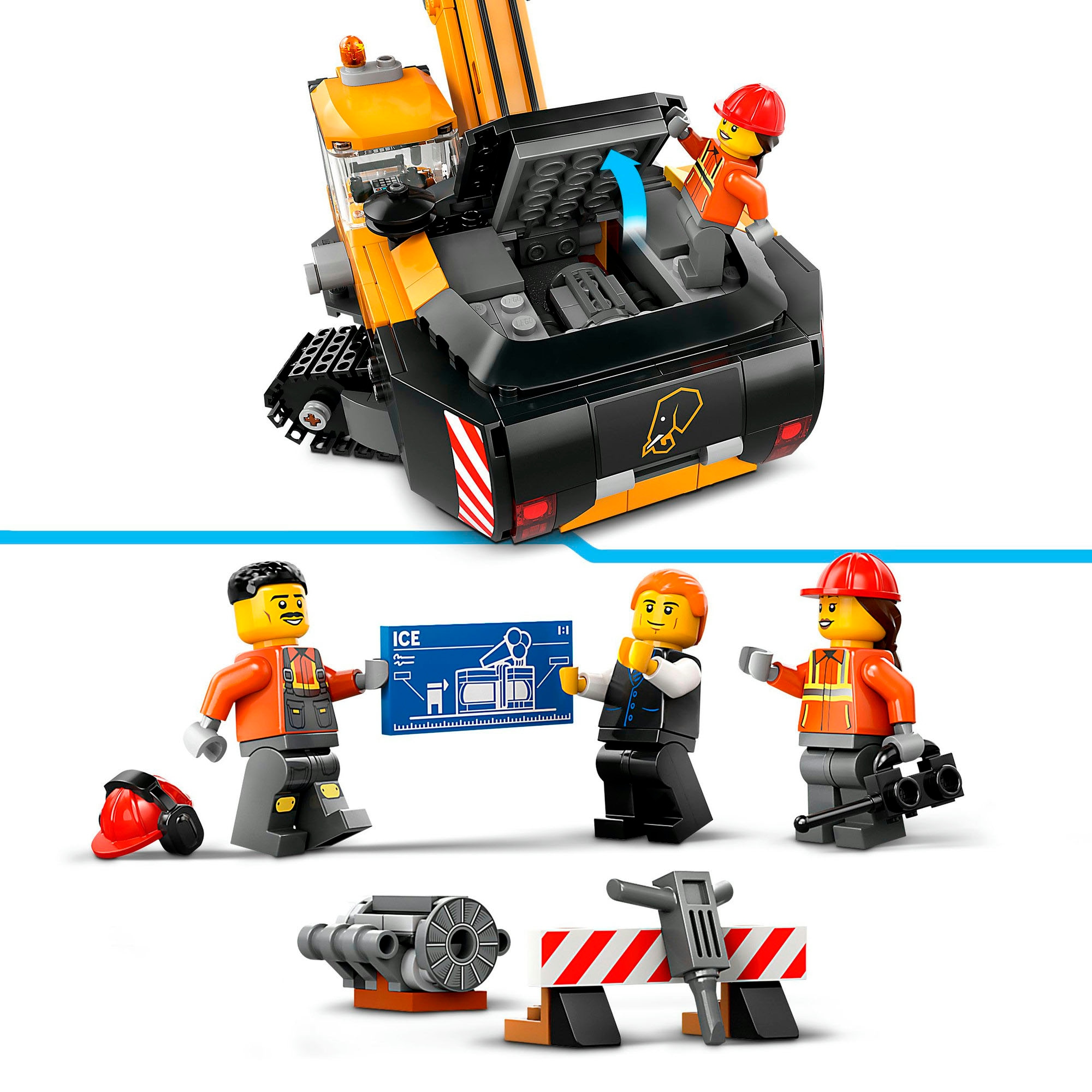 LEGO® Konstruktionsspielsteine »Raupenbagger (60420), LEGO City«, (633 St.), Made in Europe