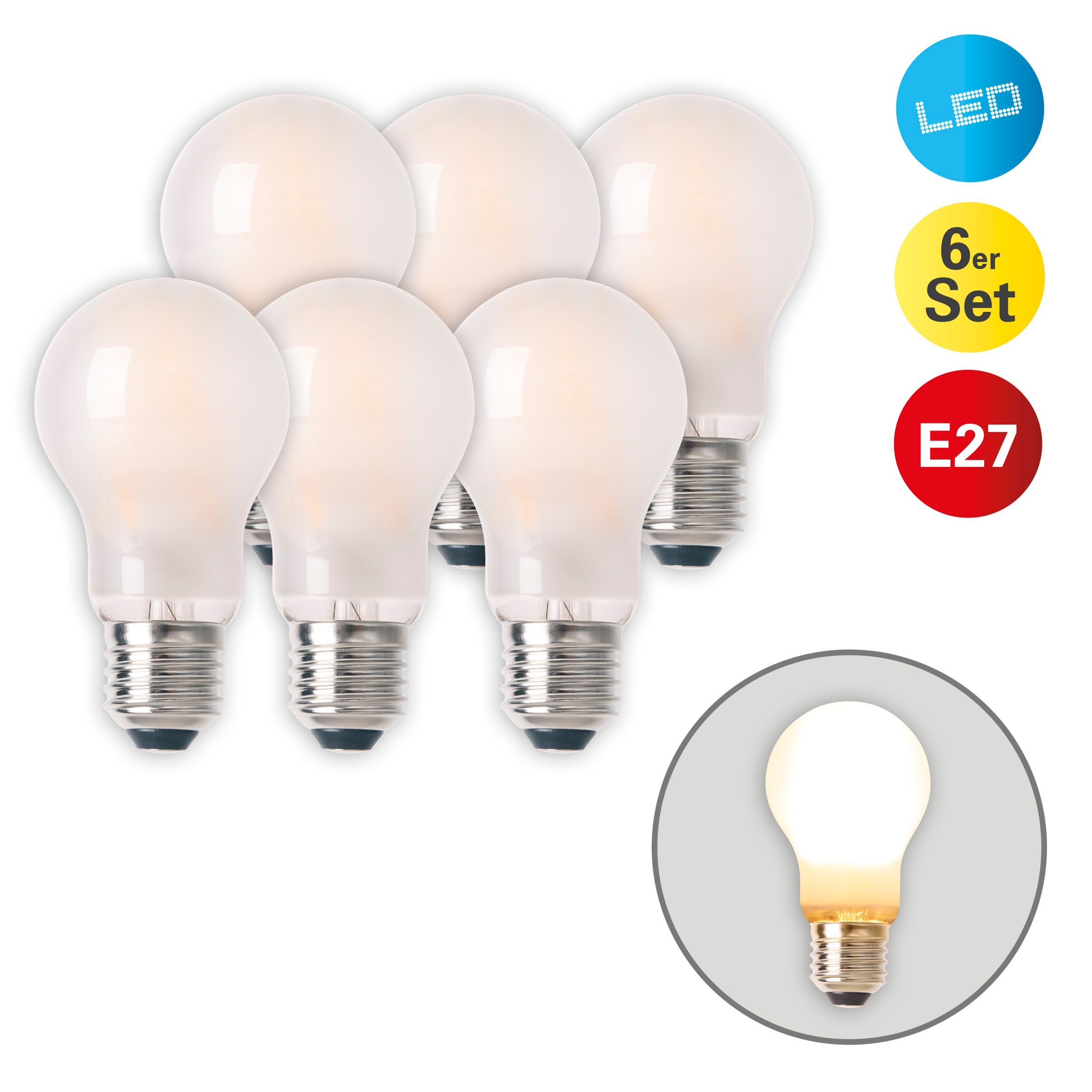 näve LED-Leuchtmittel »Bobs« E27 6 Stk. Warmweiß LED 6er Set, Leuchtmittel,6xE27total8,3W, nicht dimmbar