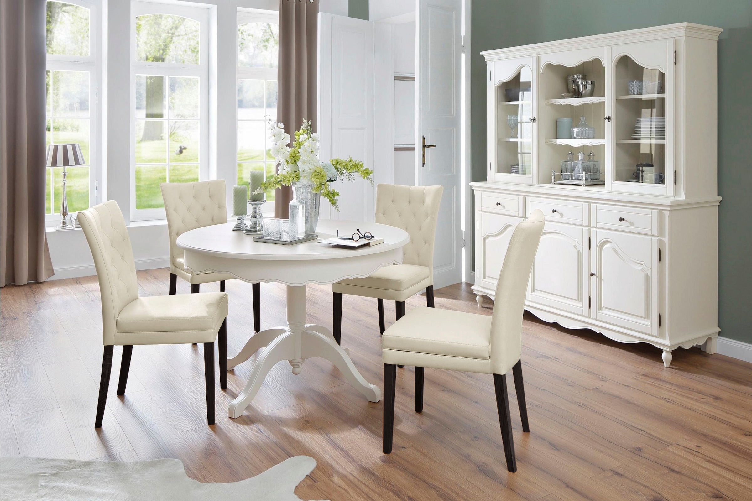 Home affaire 4-Fußstuhl »Colorado«, (Set), 2 St., Kunstleder, Beine aus Buche, wengefarben lackiert, Im 2er, 4er oder 6er-Set