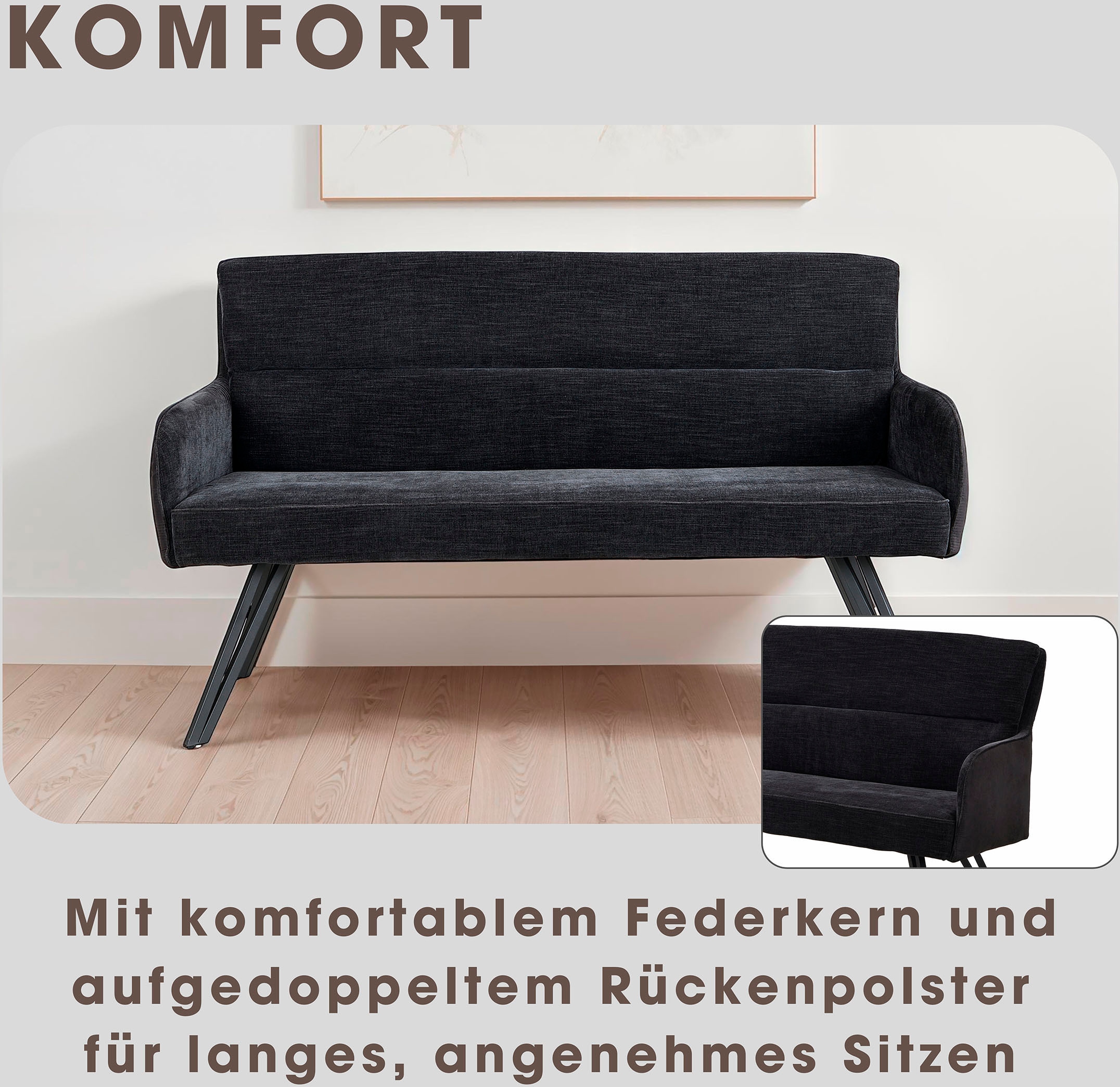 byLIVING Sitzbank »Tino« 1 Stk. tlg. mit Federkernpolsterung in 140 oder 160cm, hochwertige Polsterbezüge