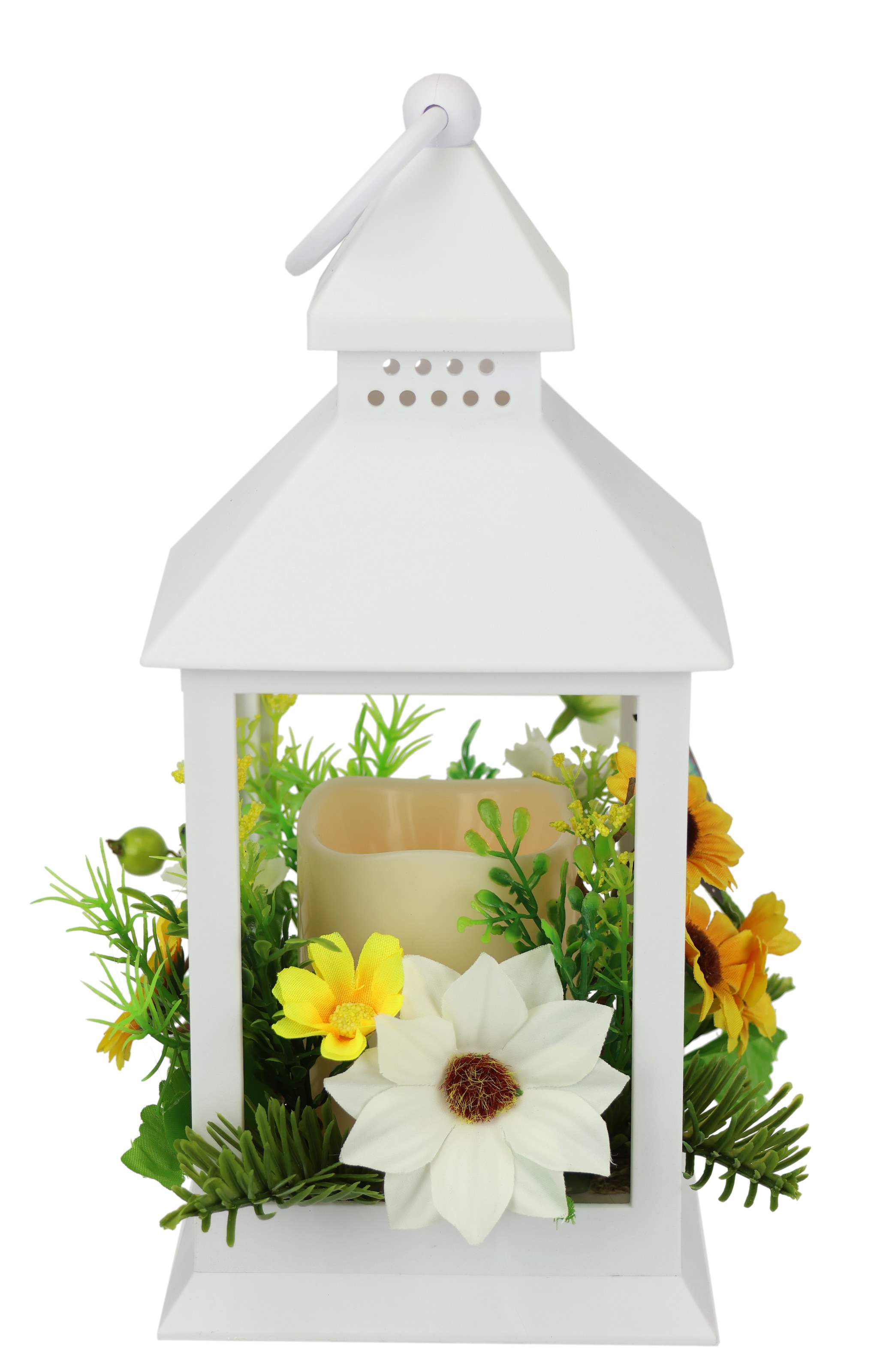 I.GE.A. Windlicht "Laterne mit Sonnenblume Schmetterling Kerze" Kerzenleuchter Kerzenhalter Kerzenlaterne Windlicht Deko
