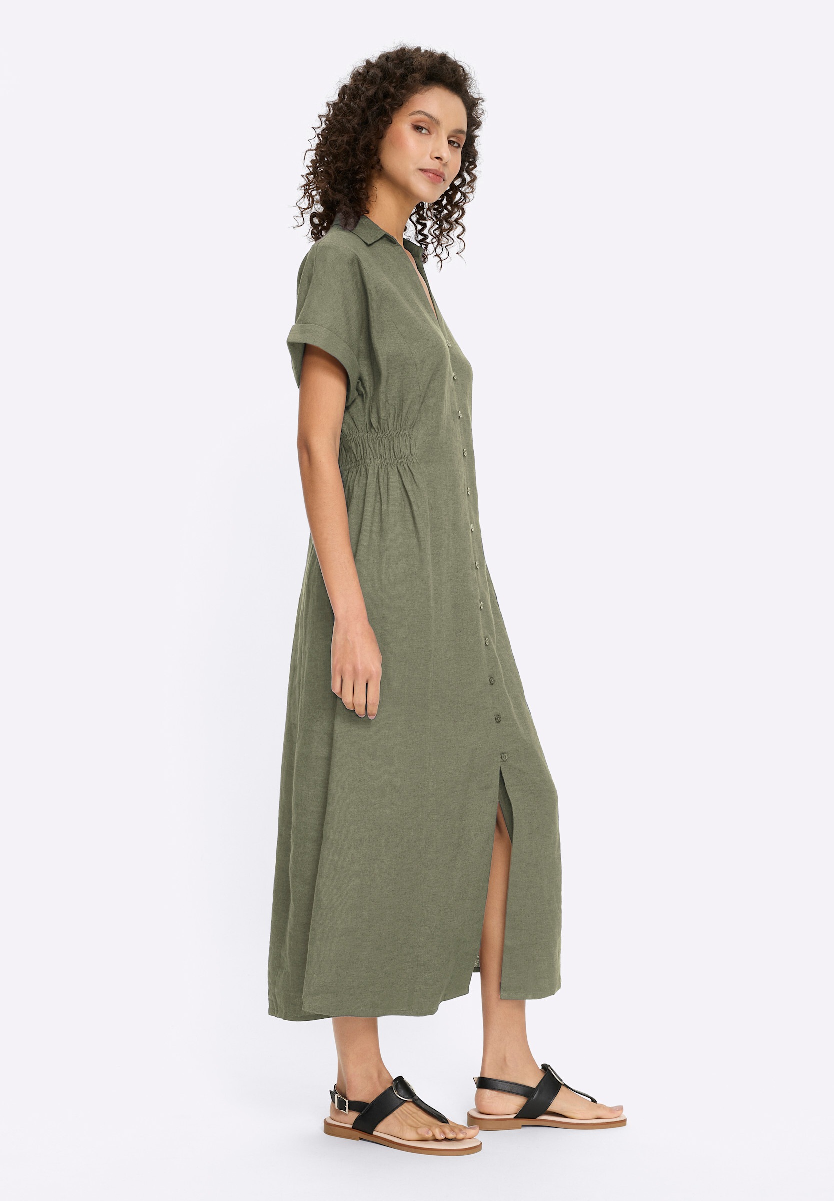 heine Hemdblusenkleid »Kleid Sommerkleid mit Gehschlitz« Ohne Taschen