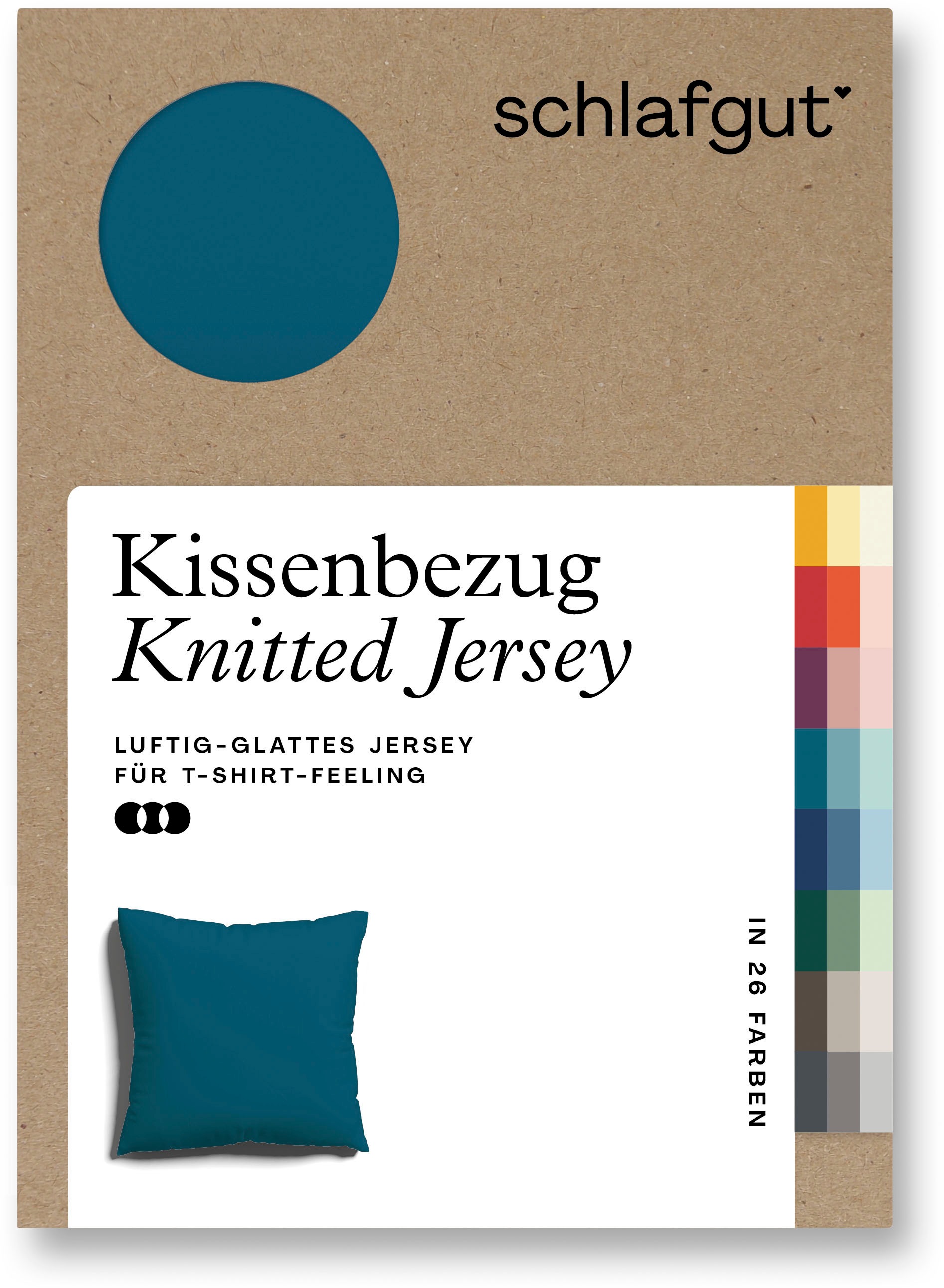 Schlafgut Kissenbezug »Knitted Jersey aus Bio-Baumwolle mit Elasthan, bügelfrei,«, (1 St.), besonders fein gestrickt, Kissenhülle mit farbigem Reißverschluss