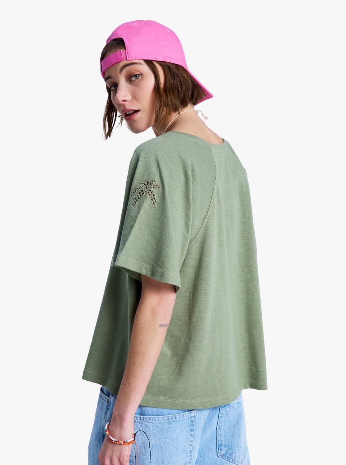 Roxy T-Shirt »TIME FOR PALM TREE« Kurzarm, mit Rundhalsausschnitt, aus Baumwolle und Polyester